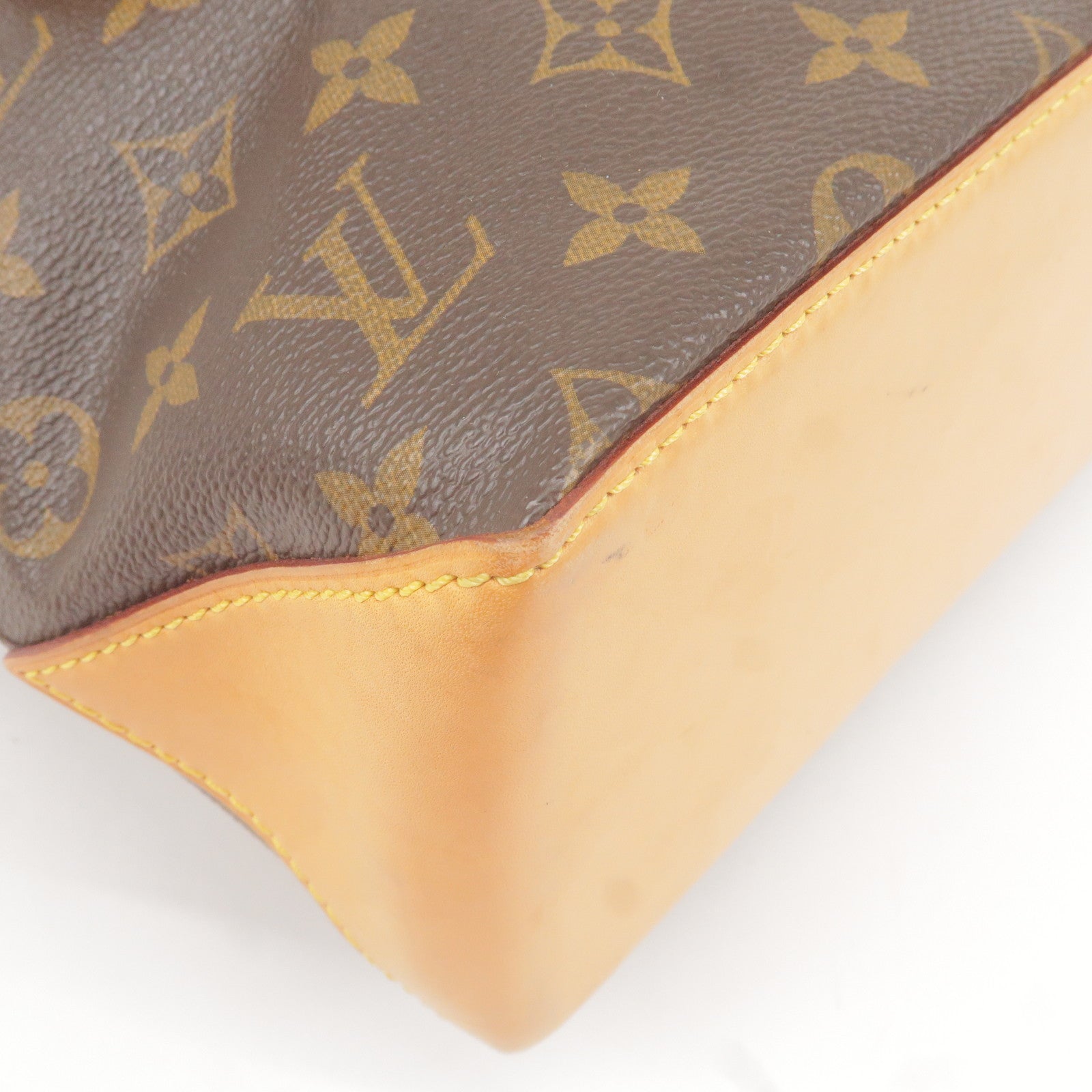 Used Louis Vuitton Authentic Monogram Cabas Piano Canvas Shoulder Bag Gold  Hardware