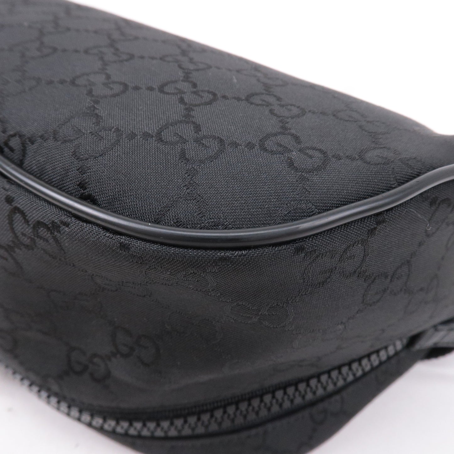 GUCCI GG Nylon Leather Crossbody Bag Waist Bag Black 449182