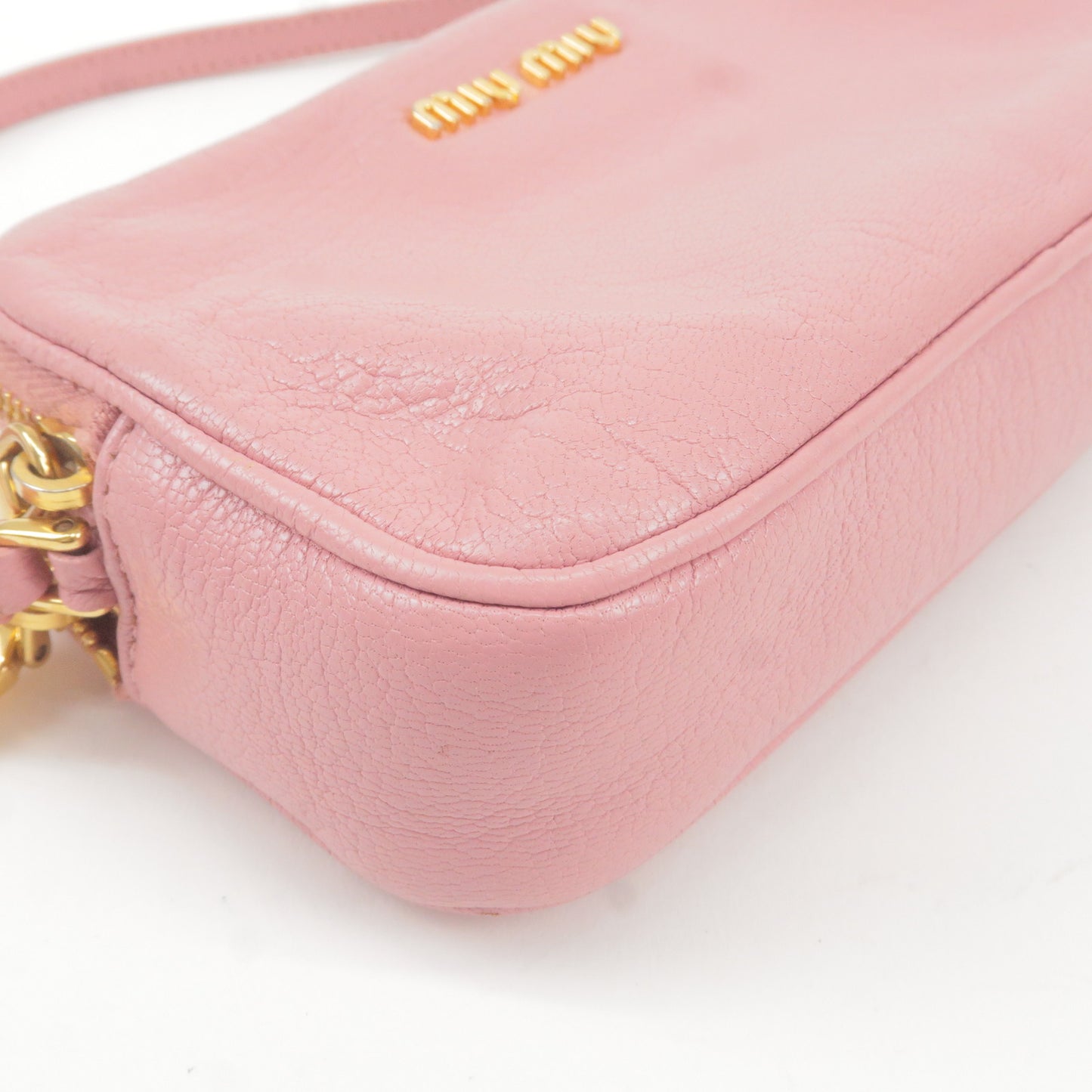 MIU MIU Leather Hand Bag Pouch Purse Pink
