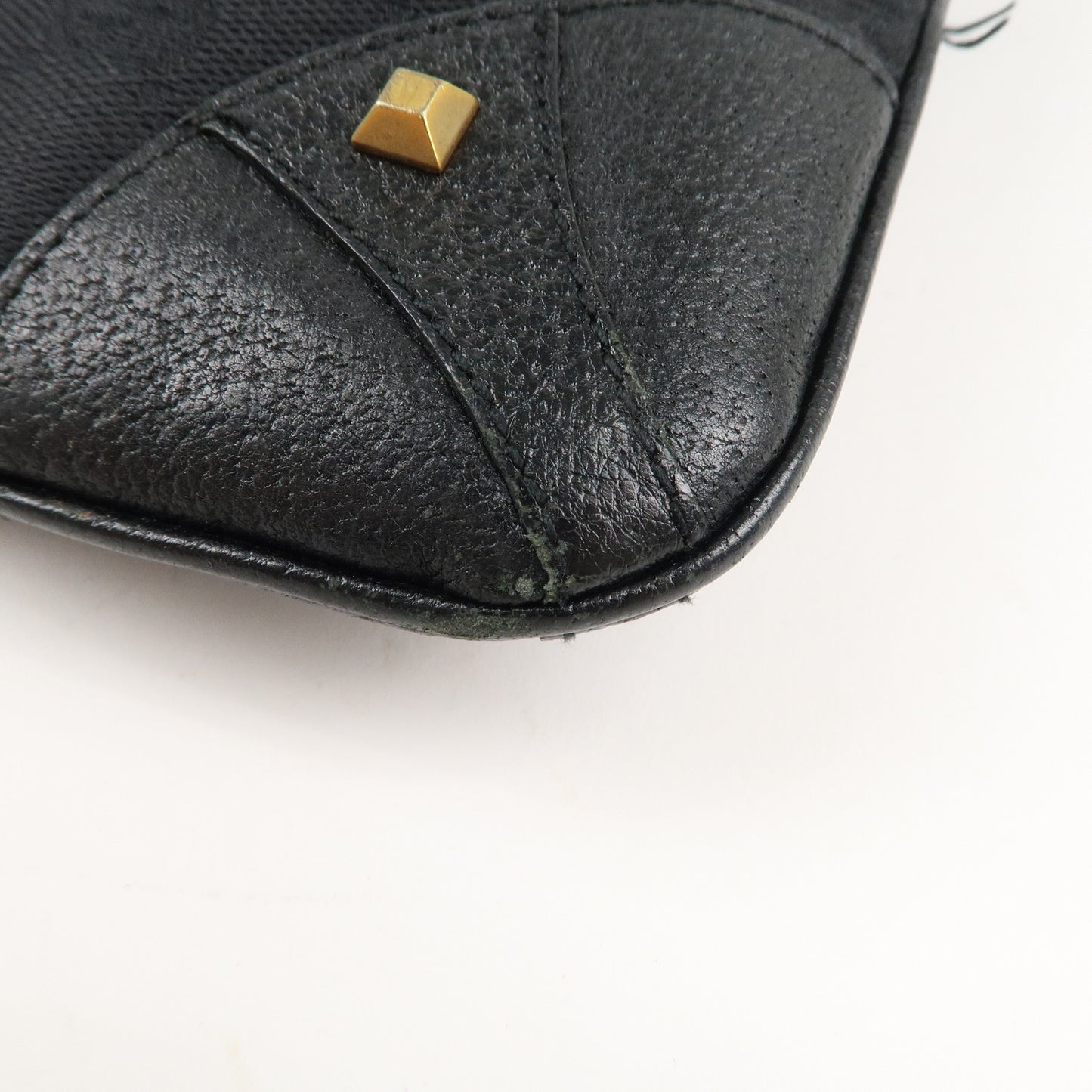 GUCCI GG Canvas Leather Shoulder Bag Crossbody Bag Black 120893