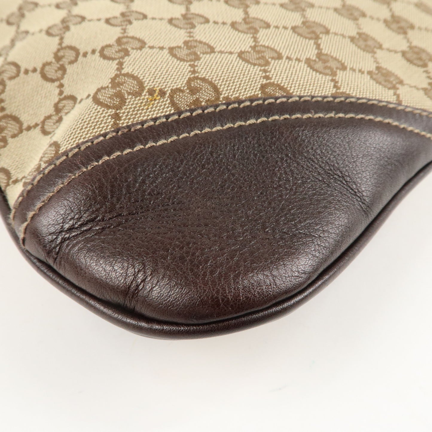 GUCCI GG Canvas Leather Shoulder Bag Beige Brown 169947