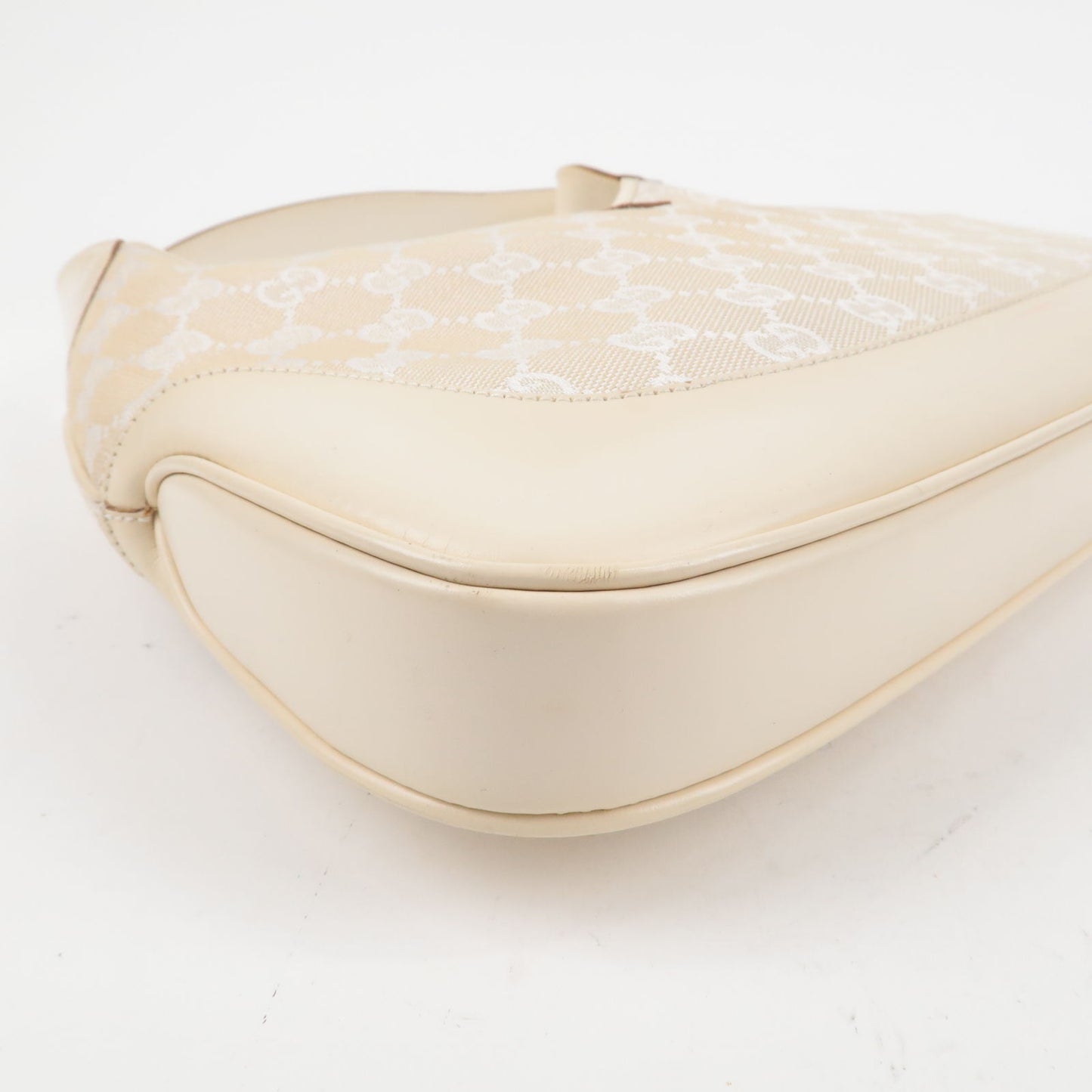 GUCCI Jackie GG Canvas Leather Shoulder Bag Beige Ivory 001.3306