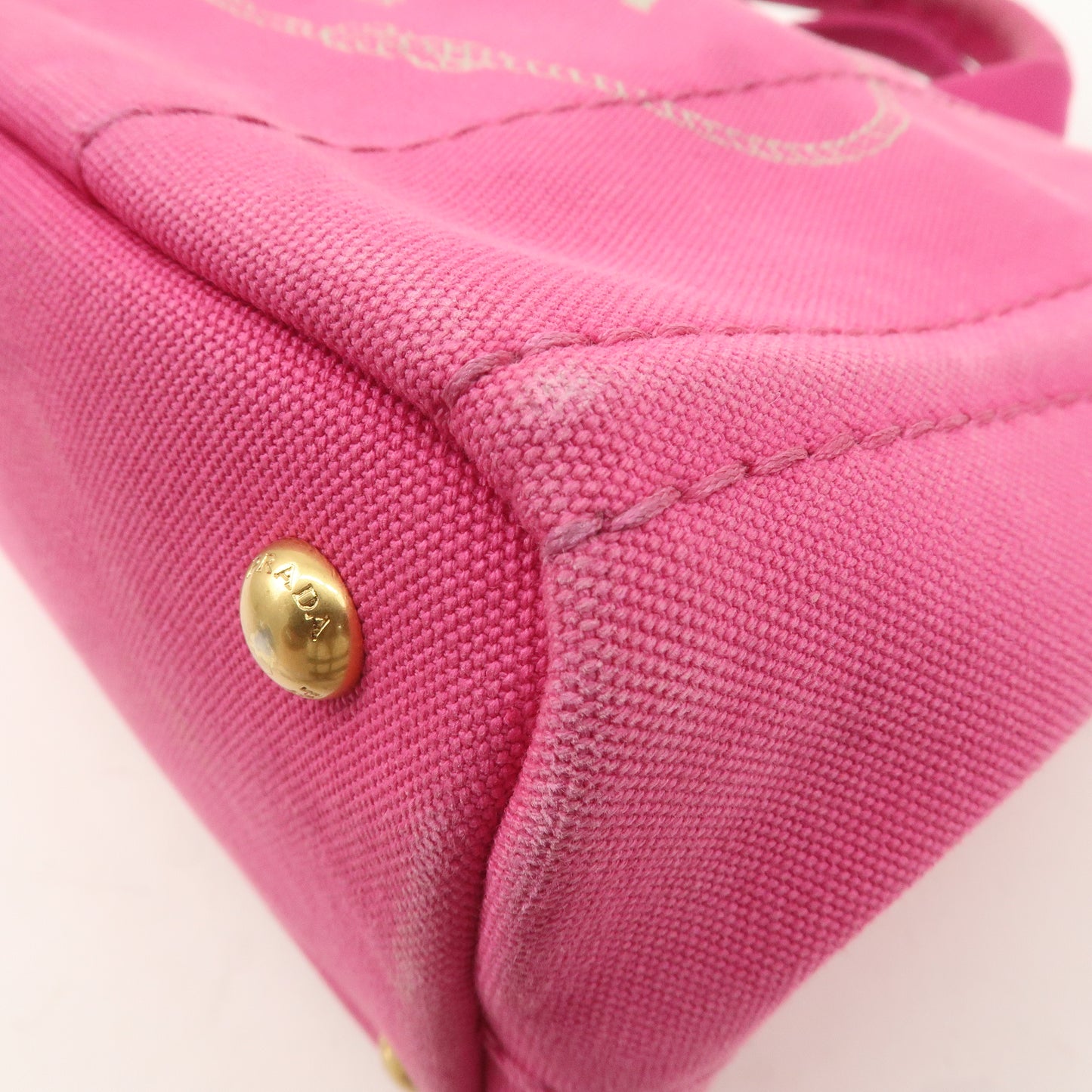 PRADA Logo Canapa Mini Canvas 2Way Bag Hand Bag Pink B2439G