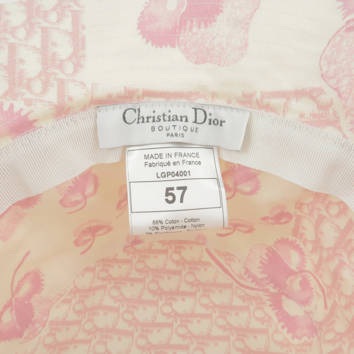 Christian Dior Trotter Cotton Bucket Hat Size 57 Pink White