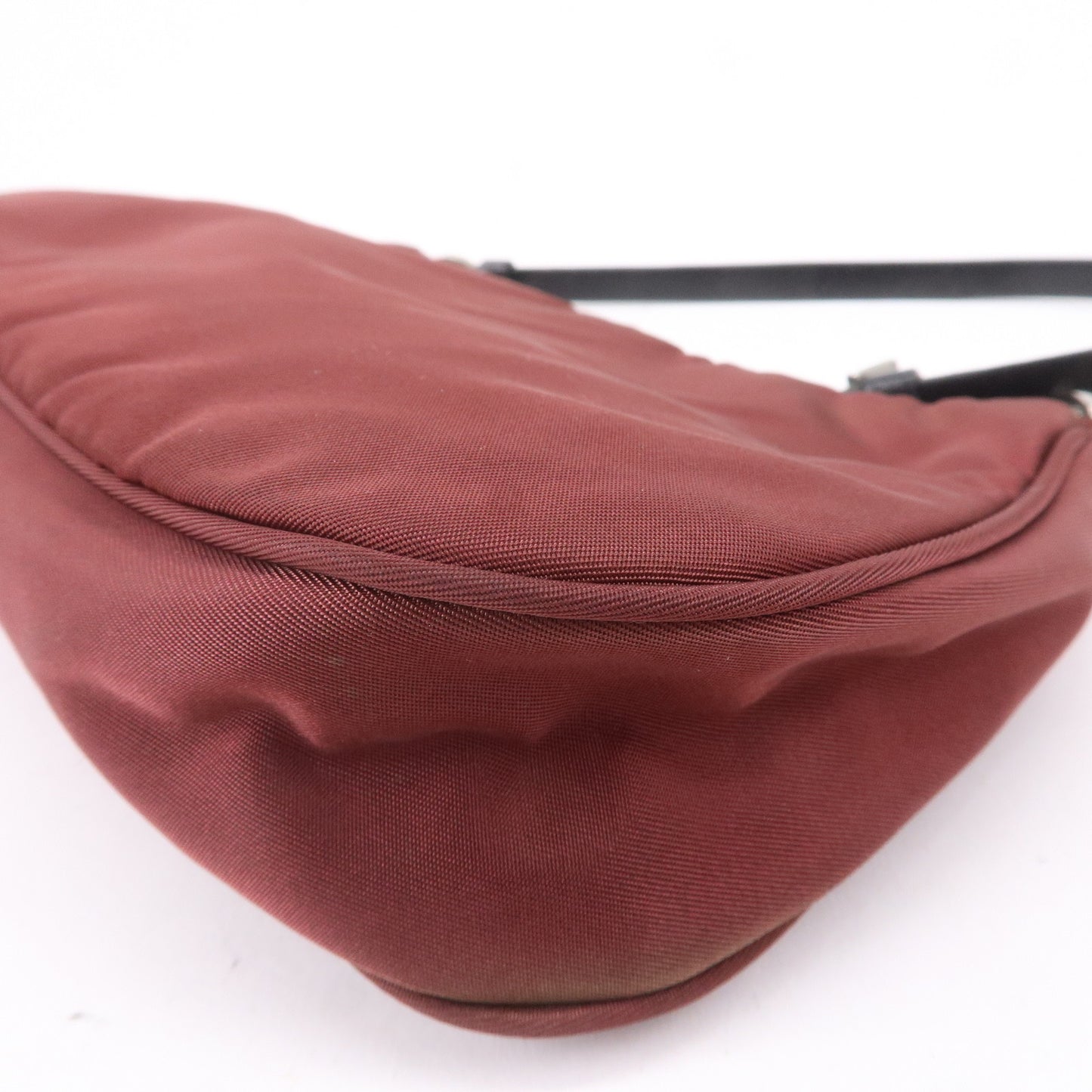 PRADA Nylon Leather Accessory Pouch Bordeaux Black B10409