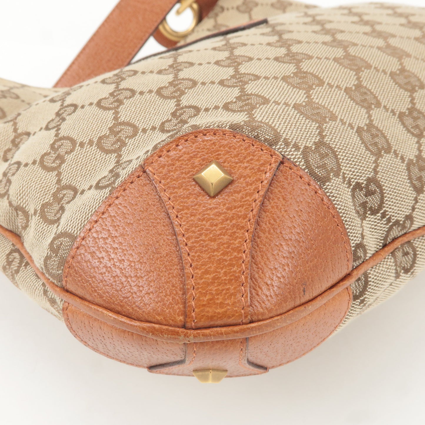GUCCI New Jackie GG Canvas Leather Shoulder Bag Brown 120888