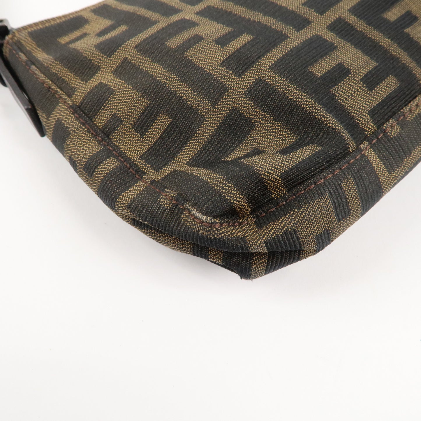 FENDI Zucca Canvas Leather Handbag Shoulder Bag Brown Black