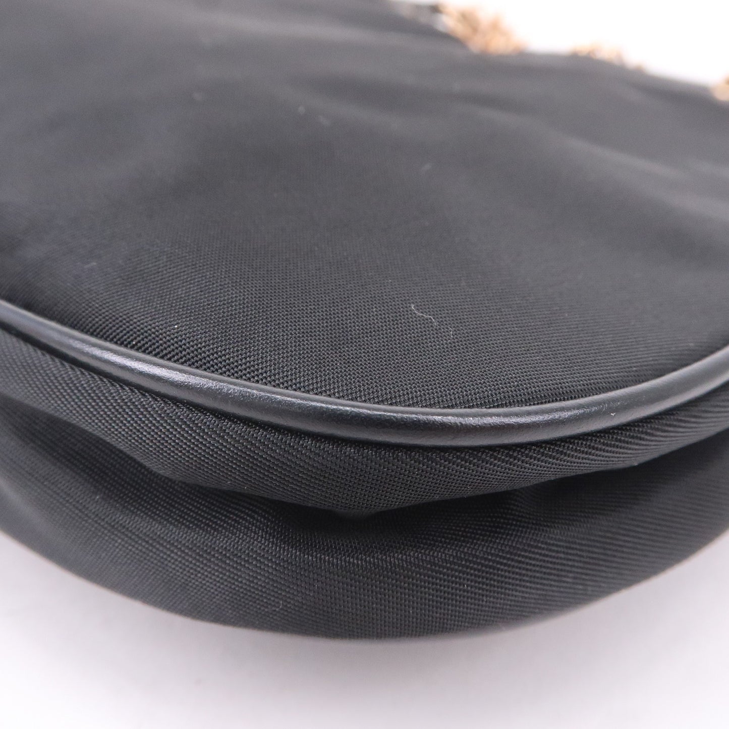 PRADA Logo Nylon Leather Chain Shoulder Bag Purse Black BR0104