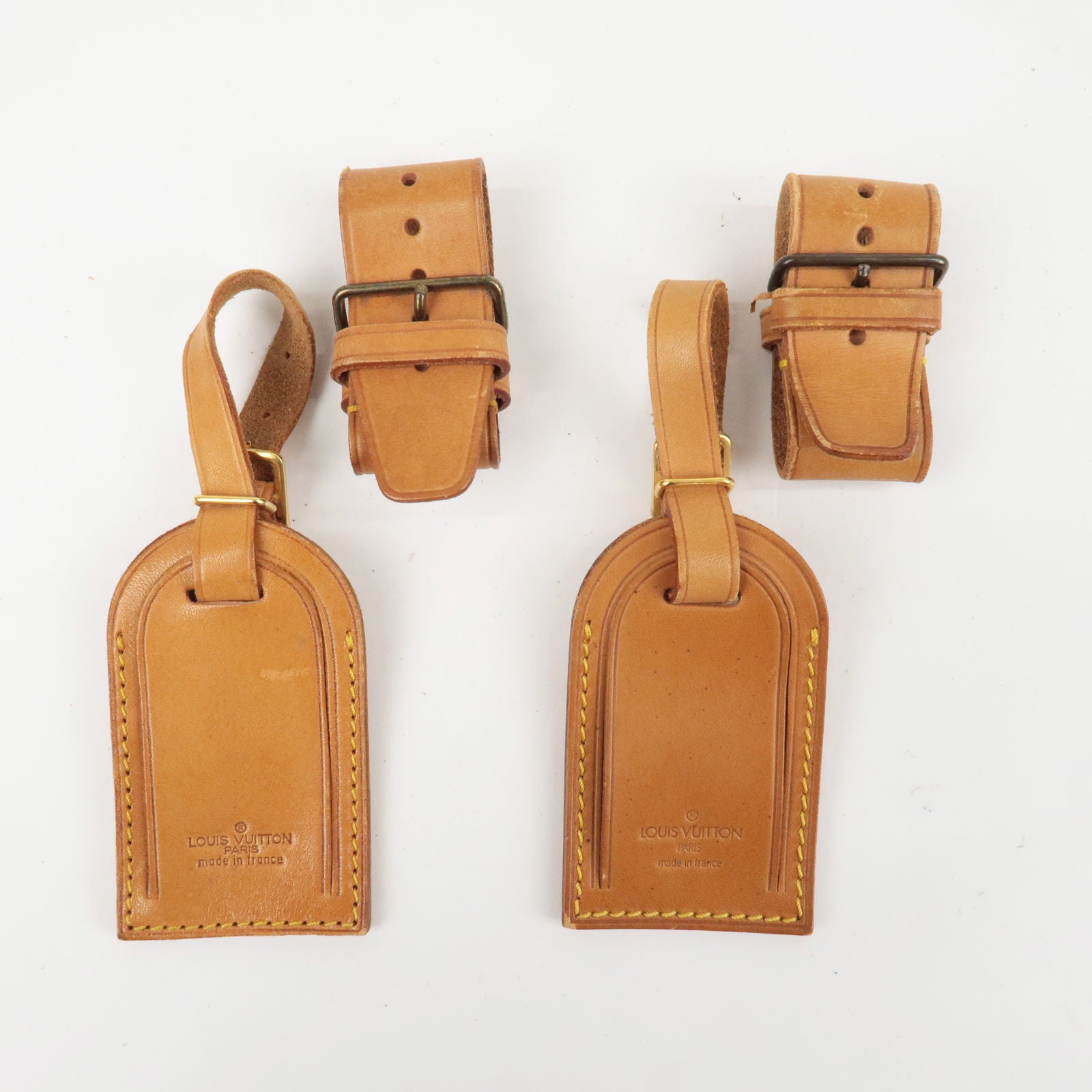 Authentic Louis Vuitton Leather Mini Travel Name Tag Poignet Set