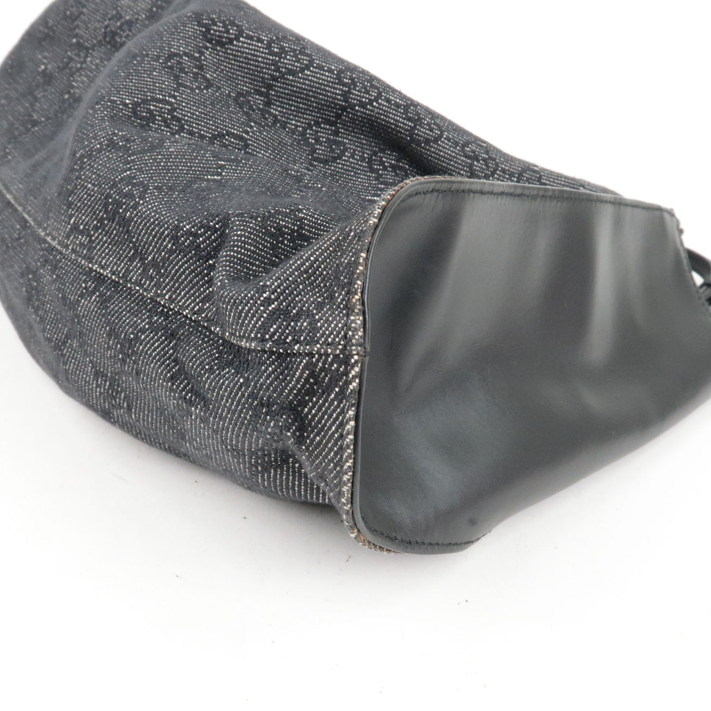 GUCCI GG Canvas Leather Hand Bag Purse Black 76554