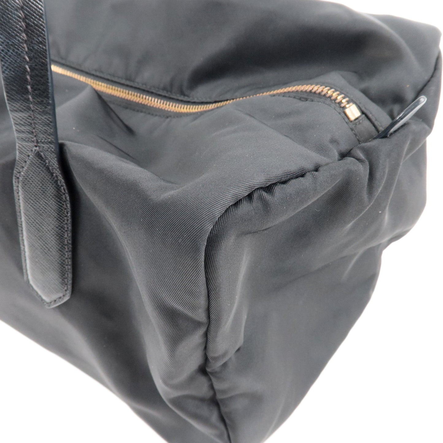 PRADA-Logo-Nylon-Leather-Boston-Bag-Hand-Bag-Black-BL0567 – dct