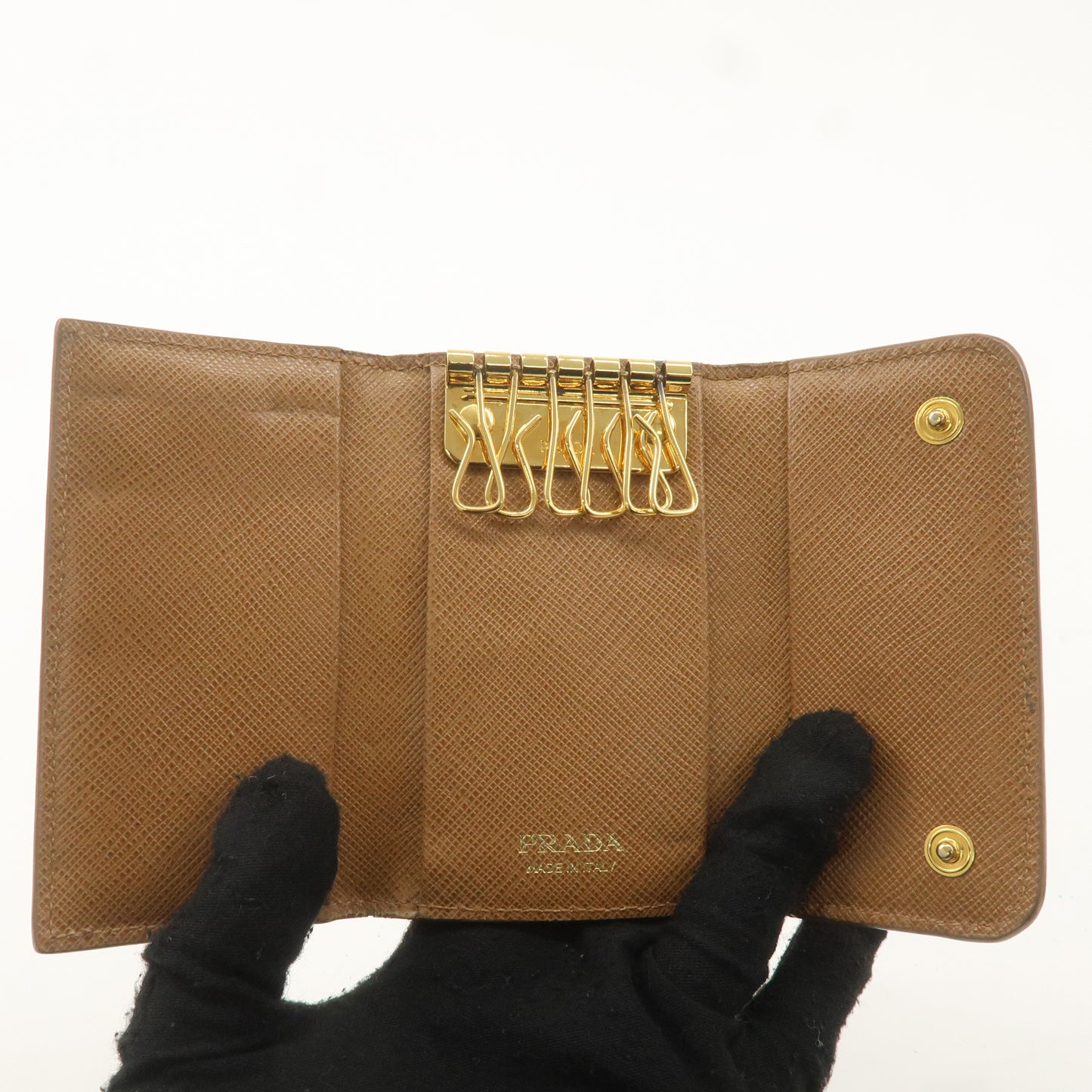 PRADA Leather 6 Key Case Key Holder Brown 1PG222