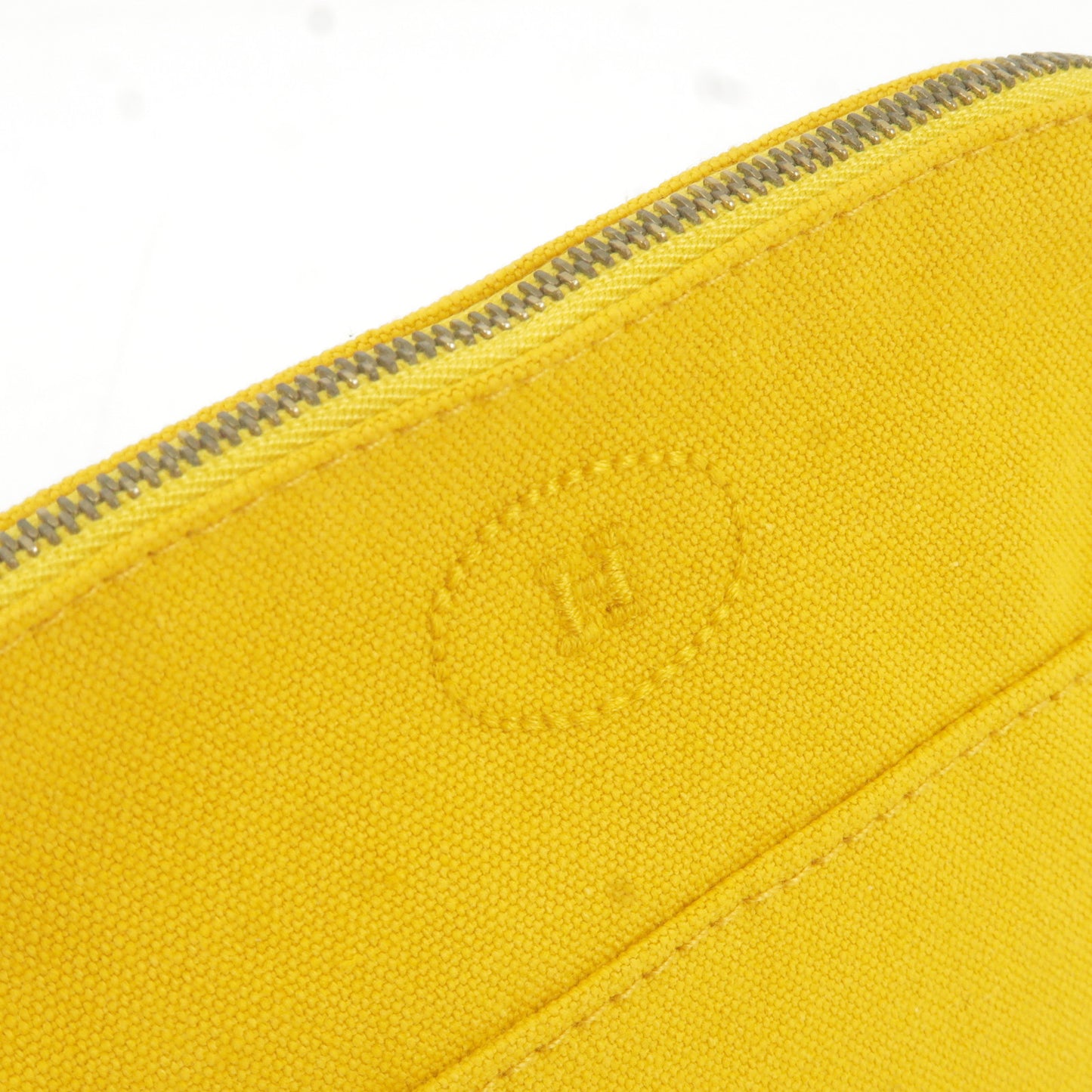 HERMES Canvas Leather Bolide Mini Pouch Cosmetics Bag Yellow