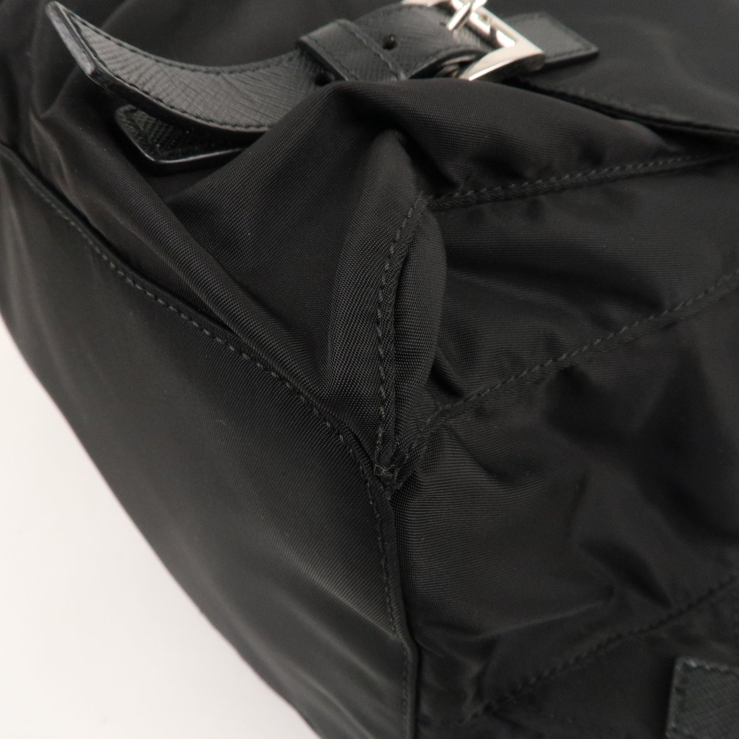 PRADA Nylon Leather Back Pack Black