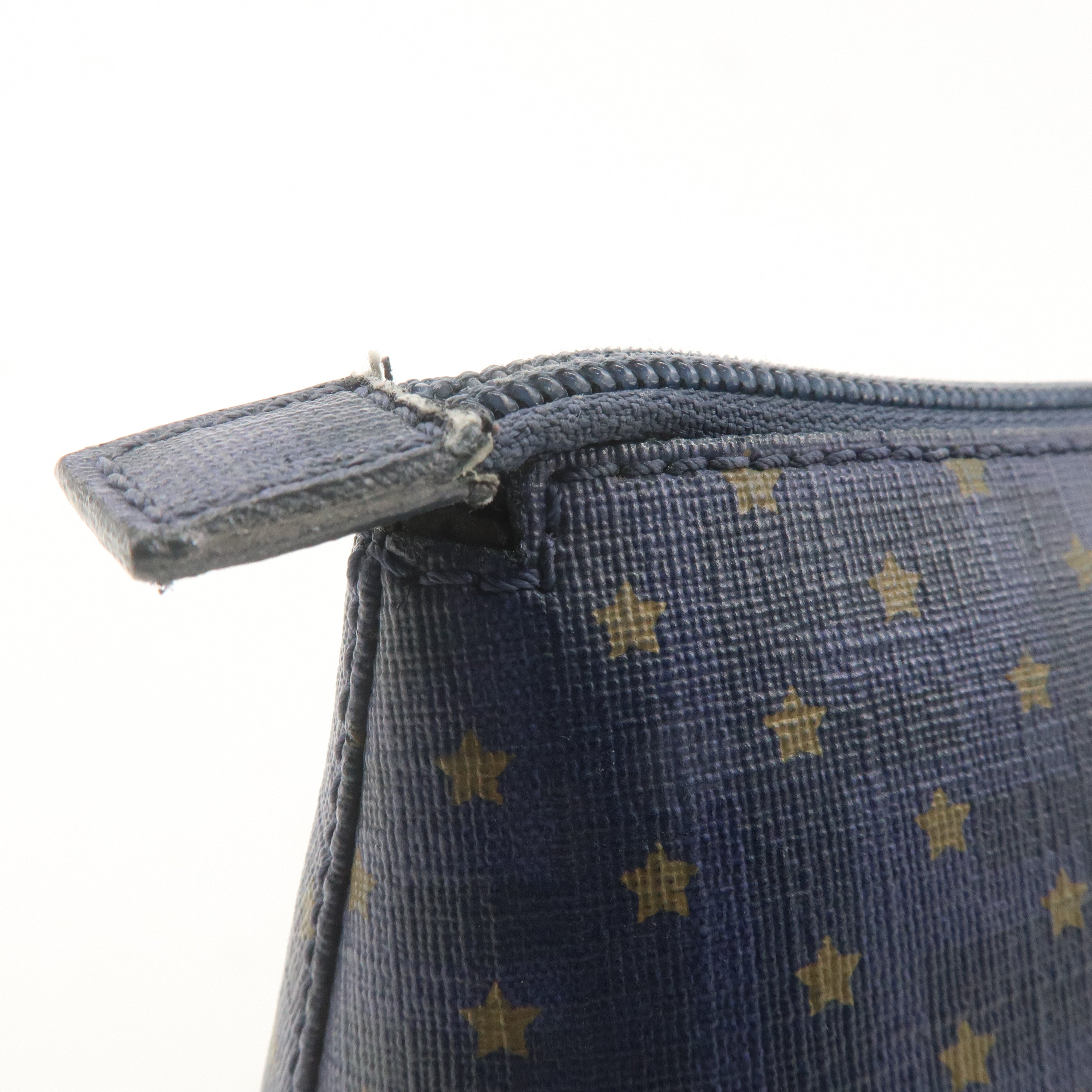 FENDI Zucca PVC Leather Star Print Cosmetic Pouch Navy 7N0038