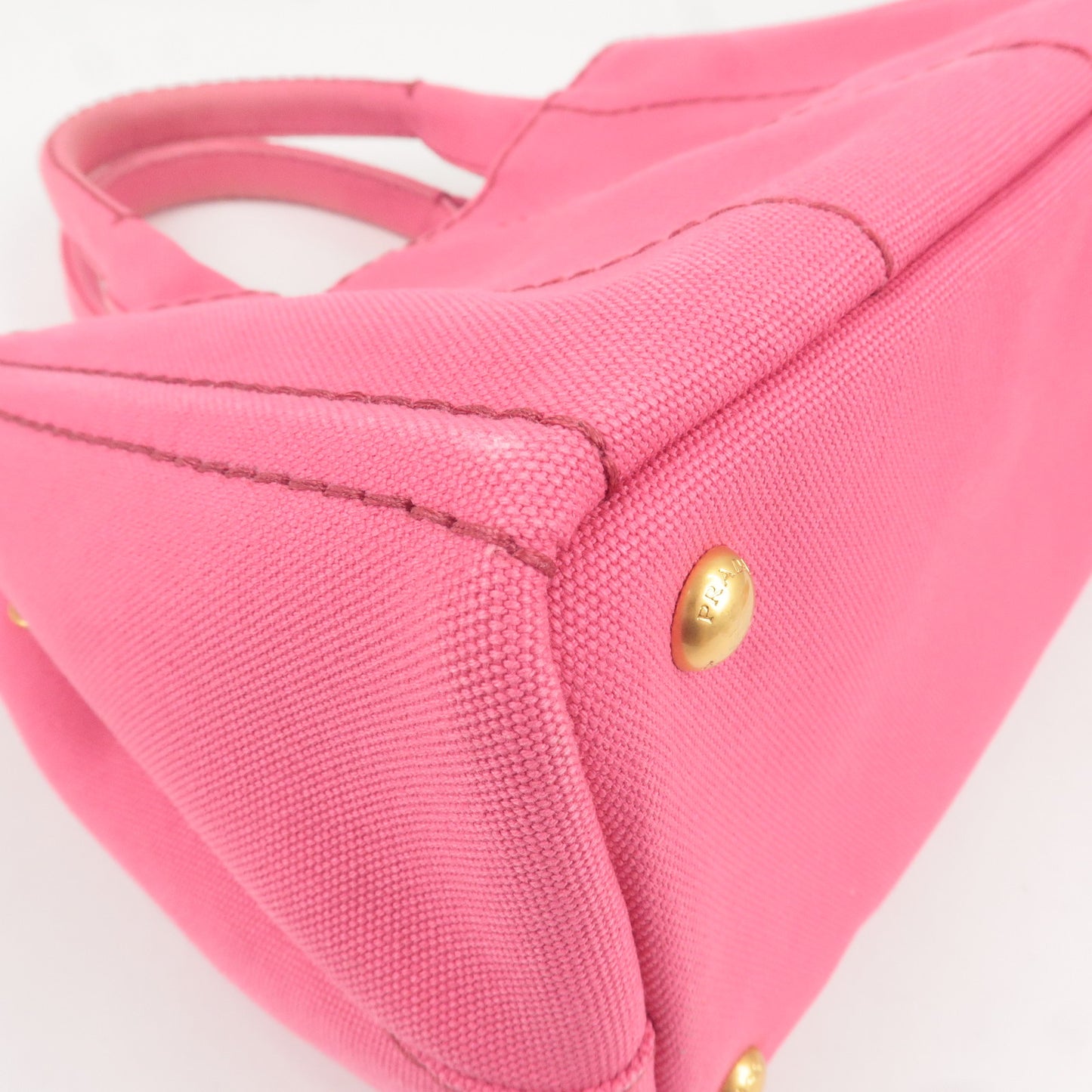 PRADA Logo Canapa Mini Canvas 2Way Tote Bag Pink 1BG439