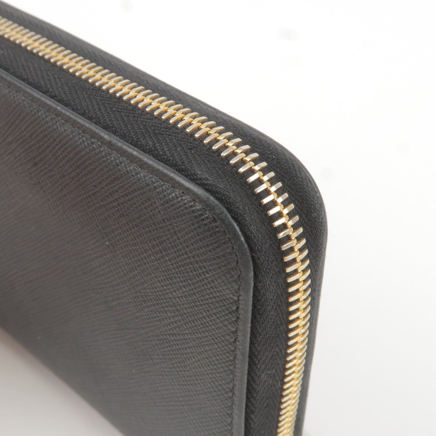 PRADA Logo Leather Round Zippy Long Wallet NERO Black 1ML506
