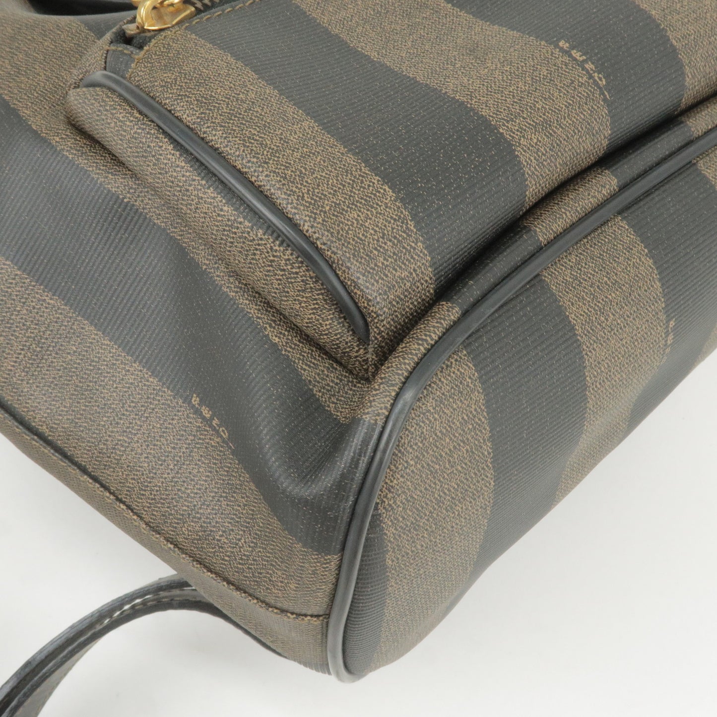 FENDI Pequin PVC Leather Back Pack Bag Khaki Black 259292