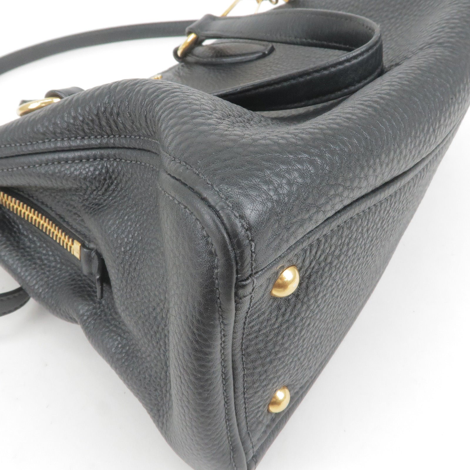 MIU-MIU-Logo-Leather-2Way-Bag-Hand-Bag-NERO-Black-RT0438 – dct