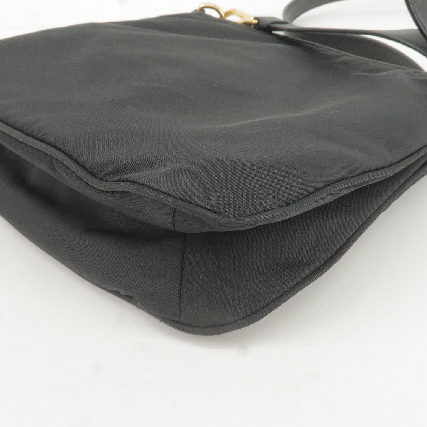PRADA Logo Nylon Leather Shoulder Bag Crossbody Bag Black BT0711