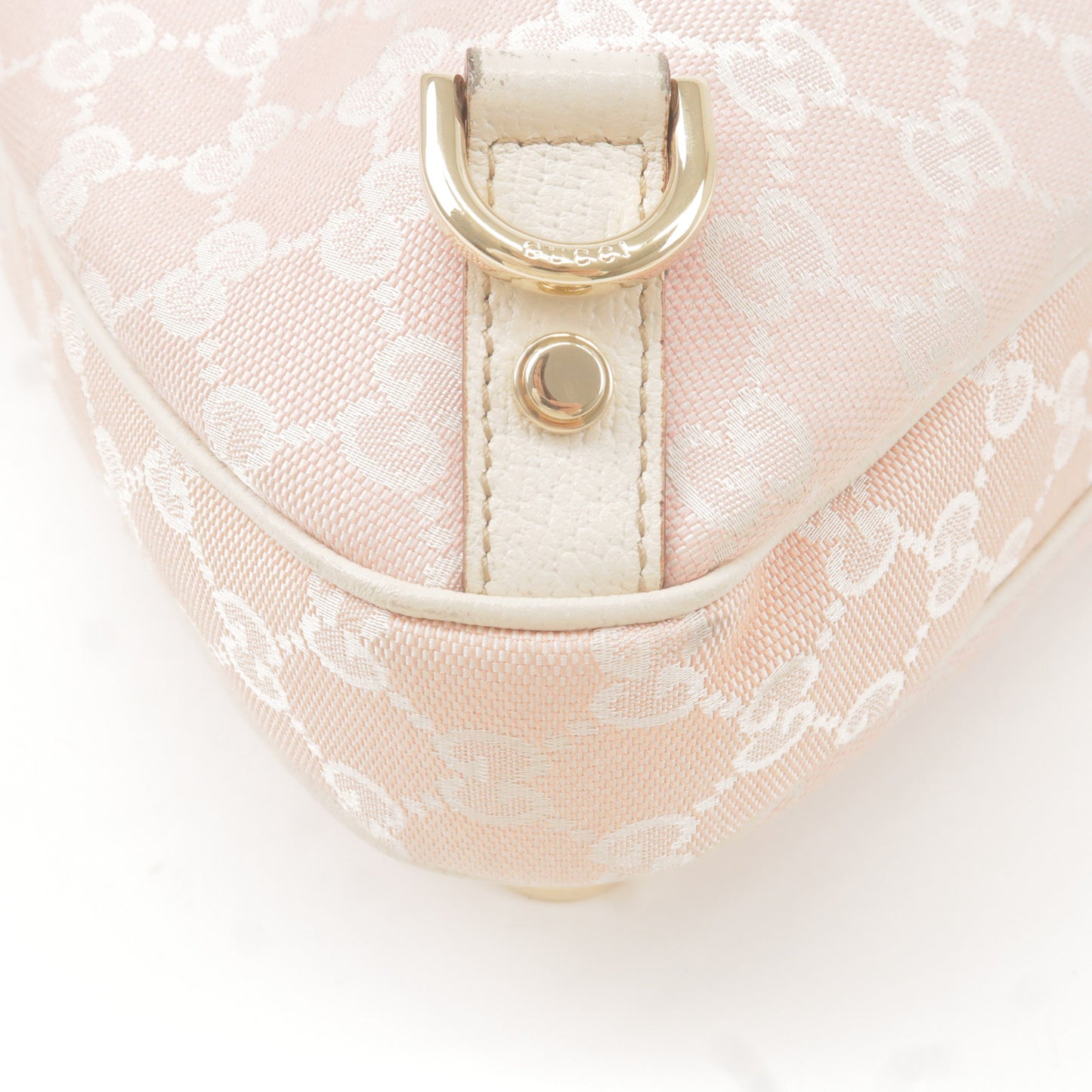 GUCCI Abbey GG Canvas Leather Shoulder Bag Pink White 130737