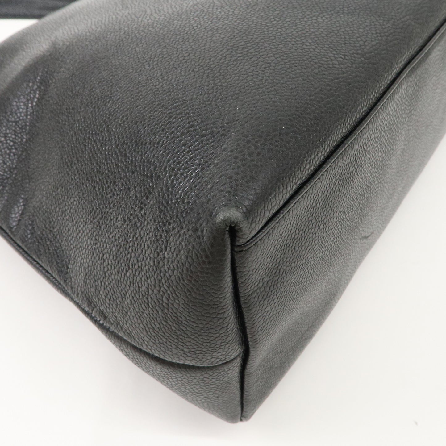 CHANEL Caviar Skin Coco Mark Chain Tote Bag Shoulder Bag Black
