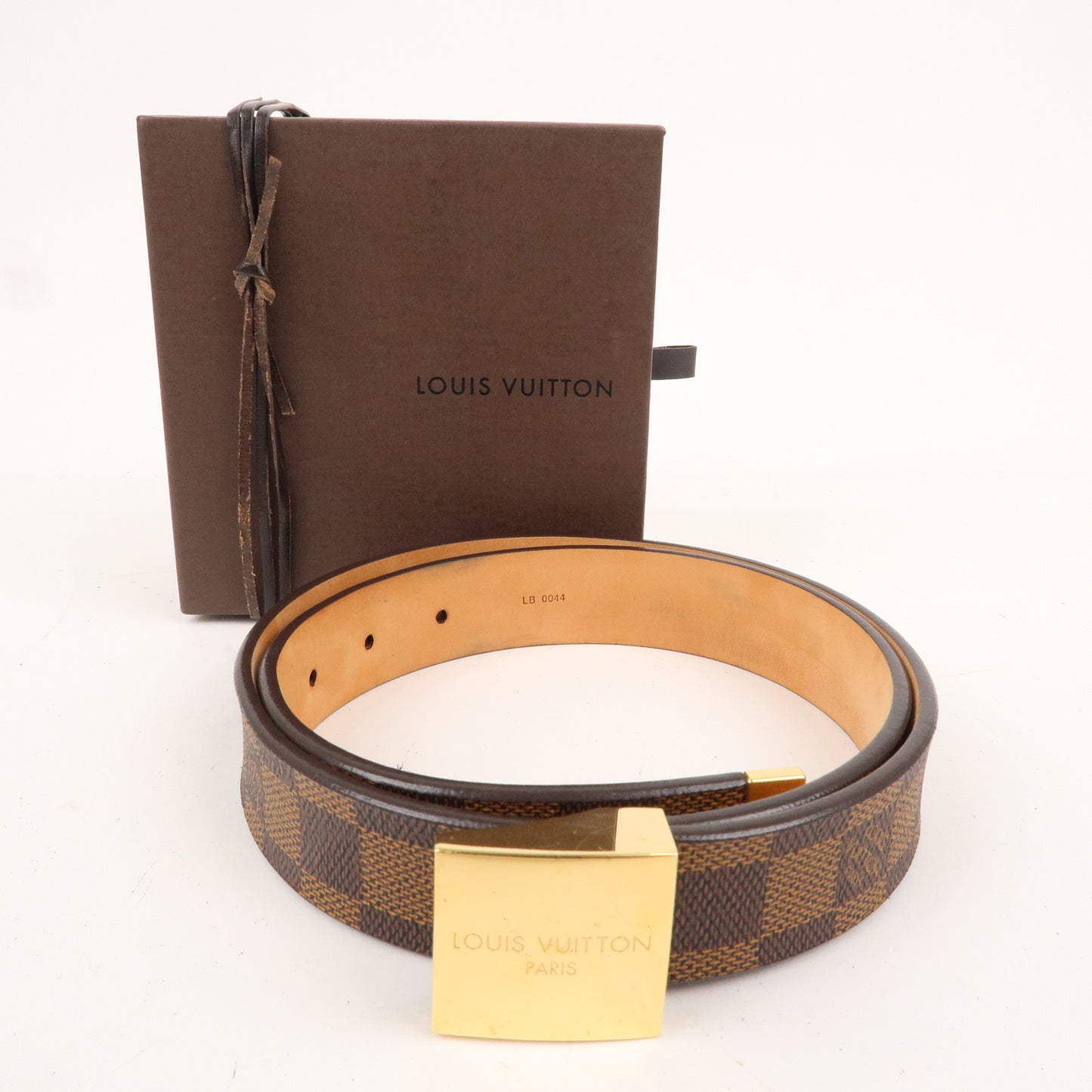 Louis Vuitton Damier Ebene Saint Tulle Carre Belt 80/32 M6802