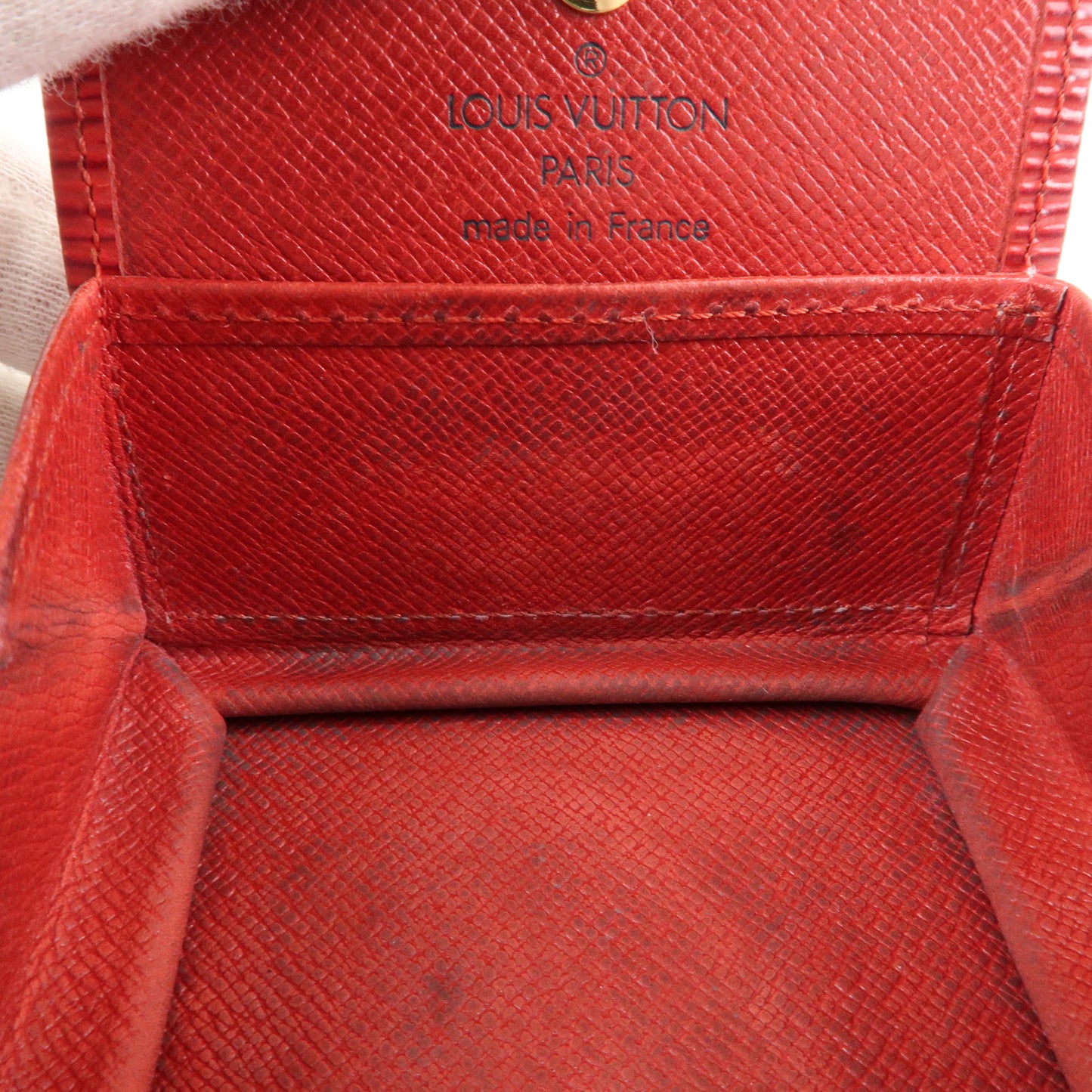 Louis Vuitton Red Epi Portmone Simple Card Coin Case