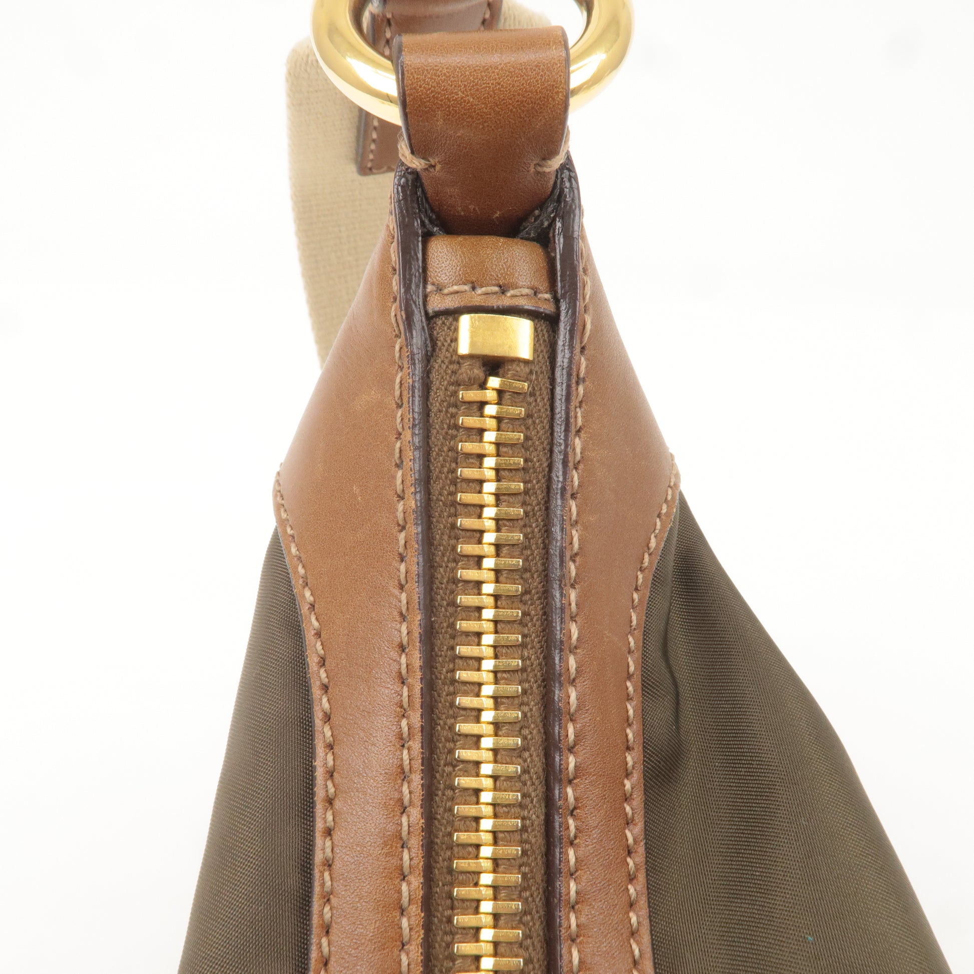 Prada Pebbled Leather Shoulder Bag Brown