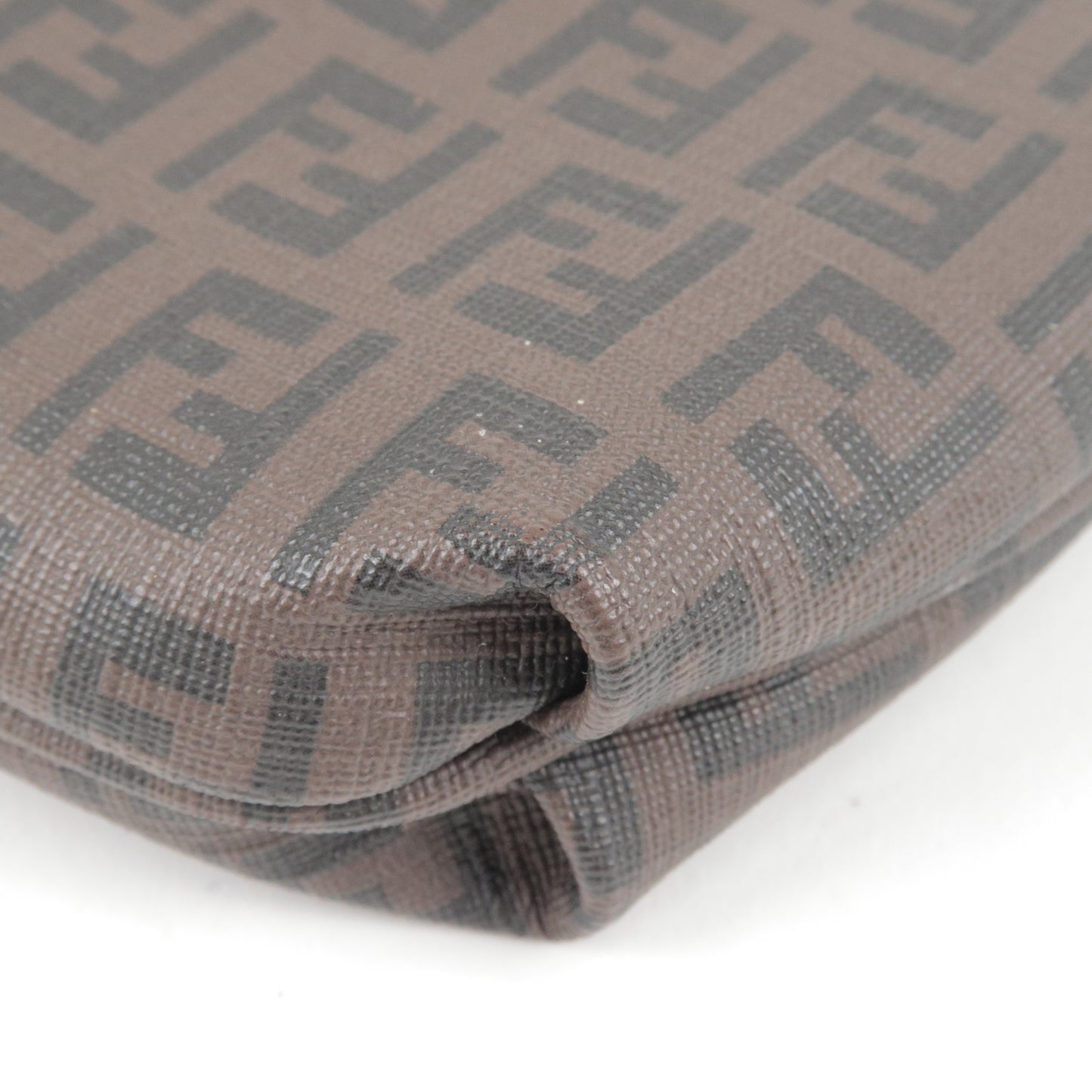 FENDI Zucchino Print PVC Shoulder Bag Brown Black 8BT075