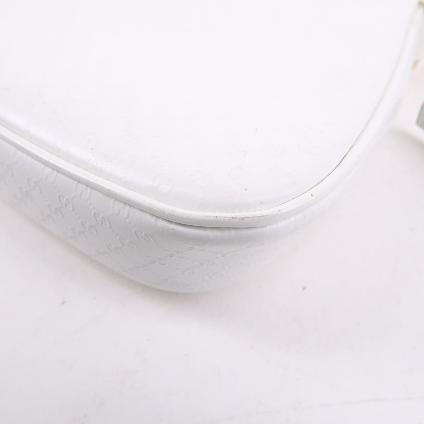 GUCCI Leather Microgucci Pattern Shoulder Bag WHite 001・4152