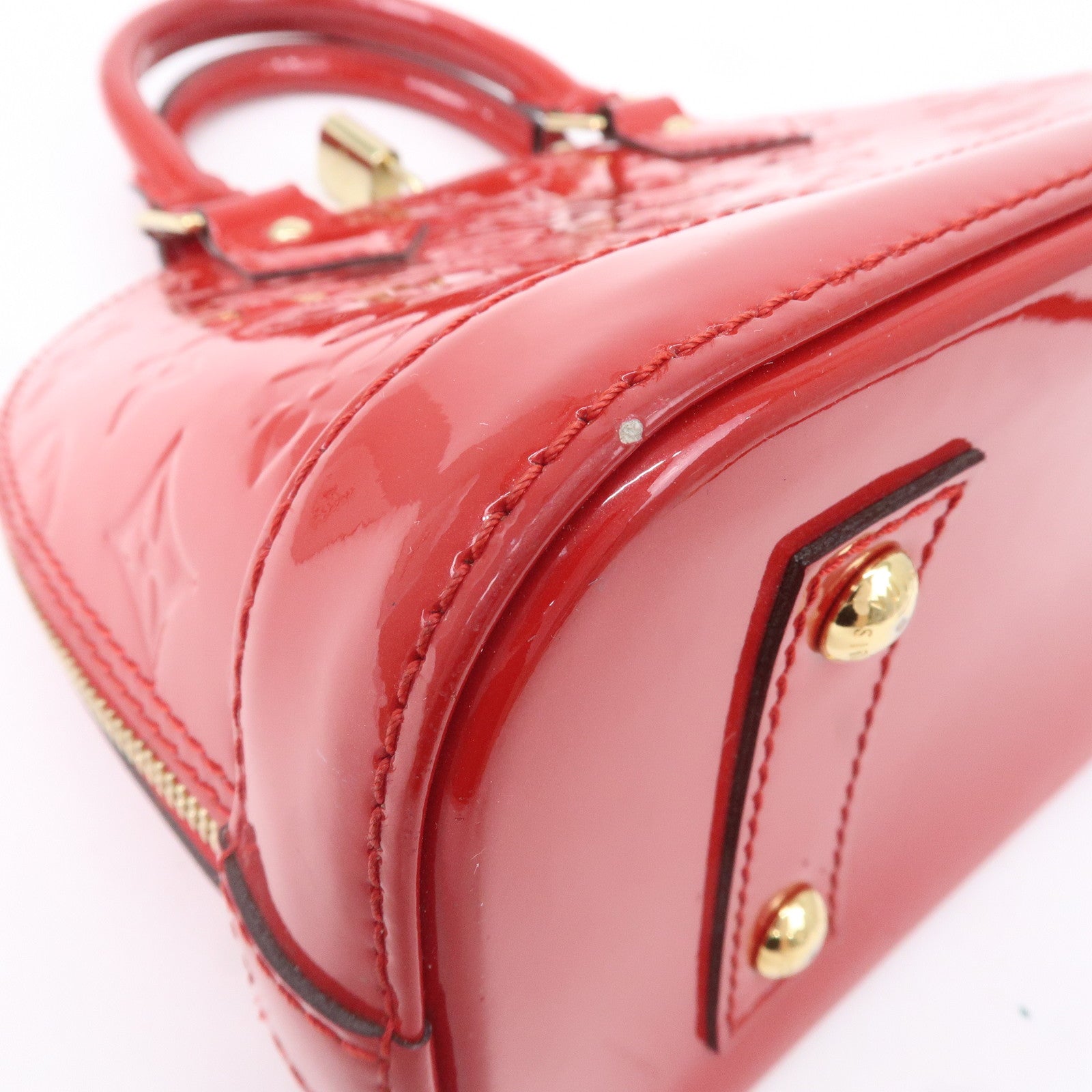 Louis Vuitton Alma Bb Monogram Vernis Satchel Shoulder Bag Red
