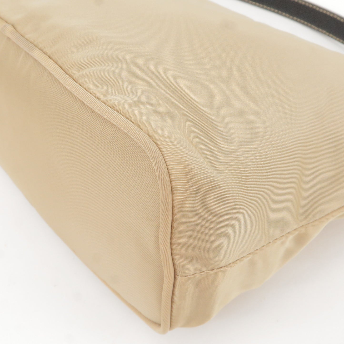 PRADA Nylon Leather Shoulder Bag Hand Bag Pouch Beige Black