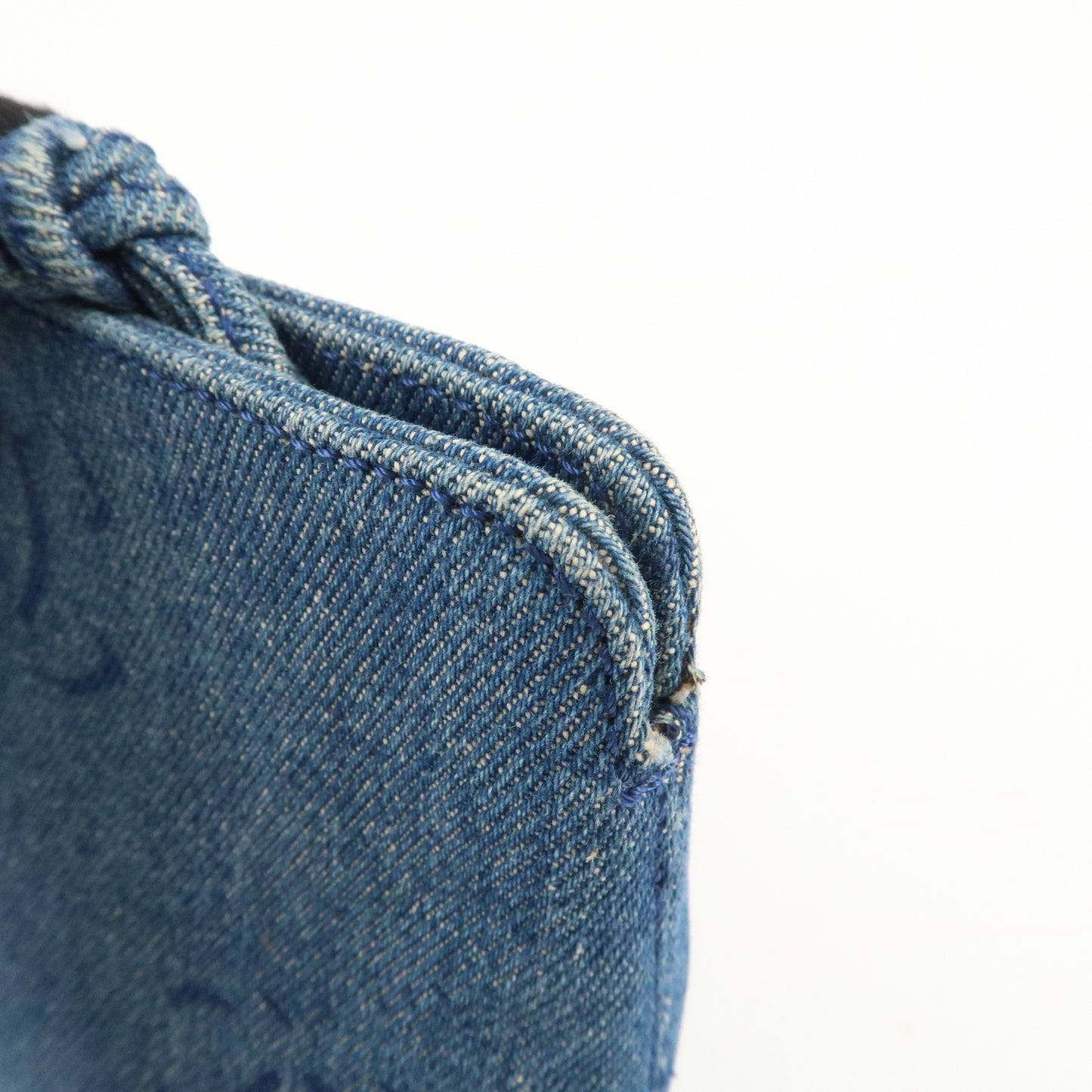 CHANEL Denim Pouch Cosmetic Pouch Clutch Bag Navy Blue