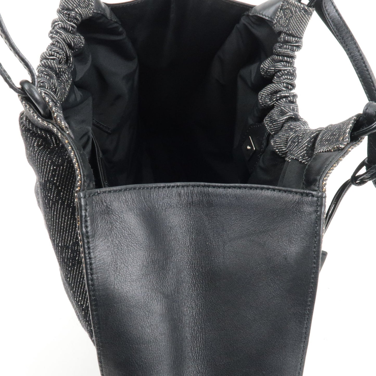GUCCI GG Canvas Leather Hand Bag Purse Black 76554