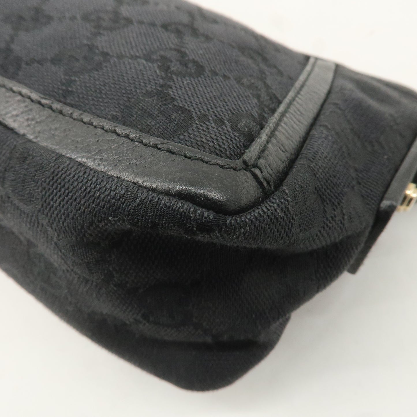 GUCCI Abbey GG Canvas Leather Pouch Shoulder Bag Black 130939