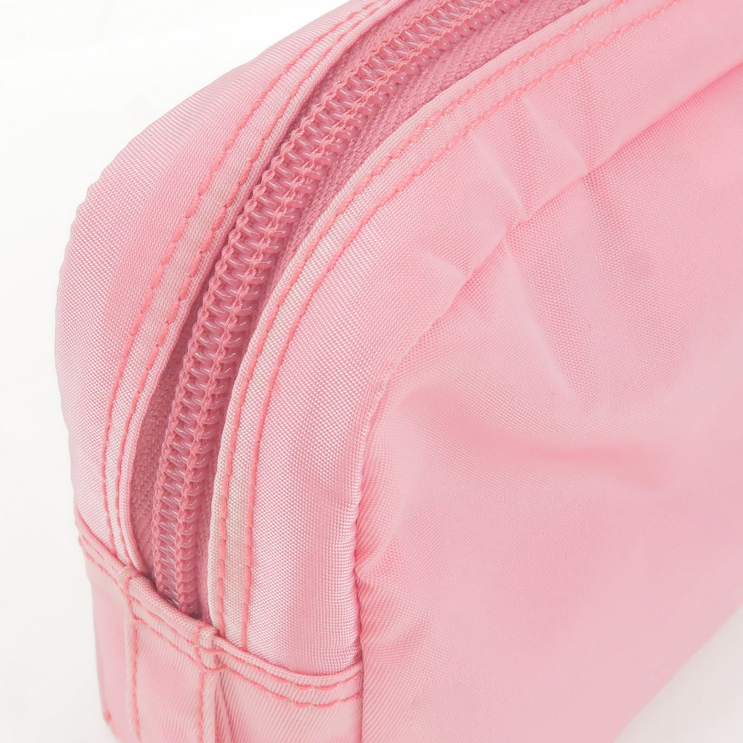 PRADA Logo Nylon Leather Pouch Clutch Bag Pink MV340
