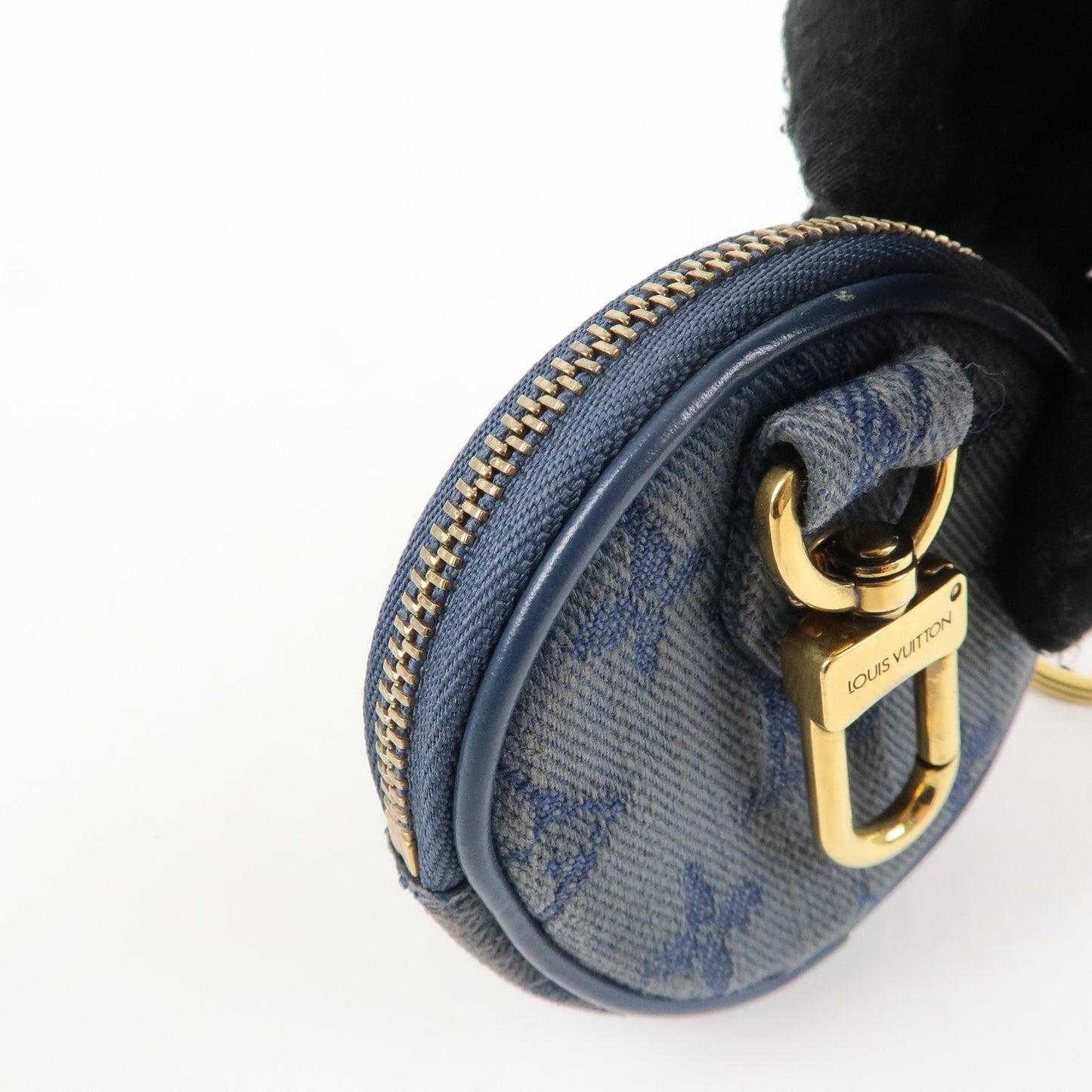 Louis Vuitton Monogram Denim Round Pouch Coin Case Blue M68290