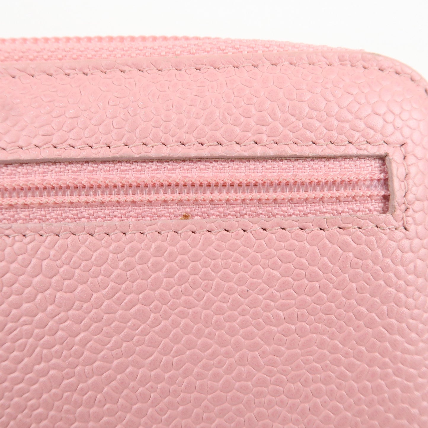 CHANEL Caviar Skin Round Zippy Long Wallet Pink A13228