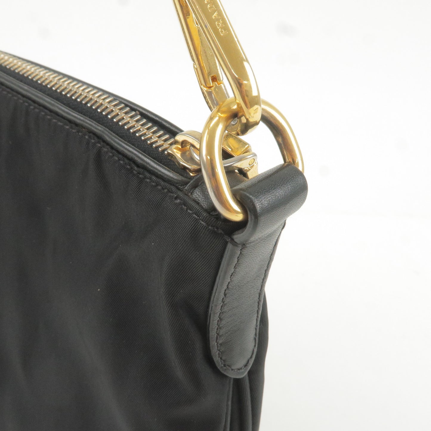 PRADA Logo Nylon Leather Shoulder Bag Crossbody Bag Black BT0711