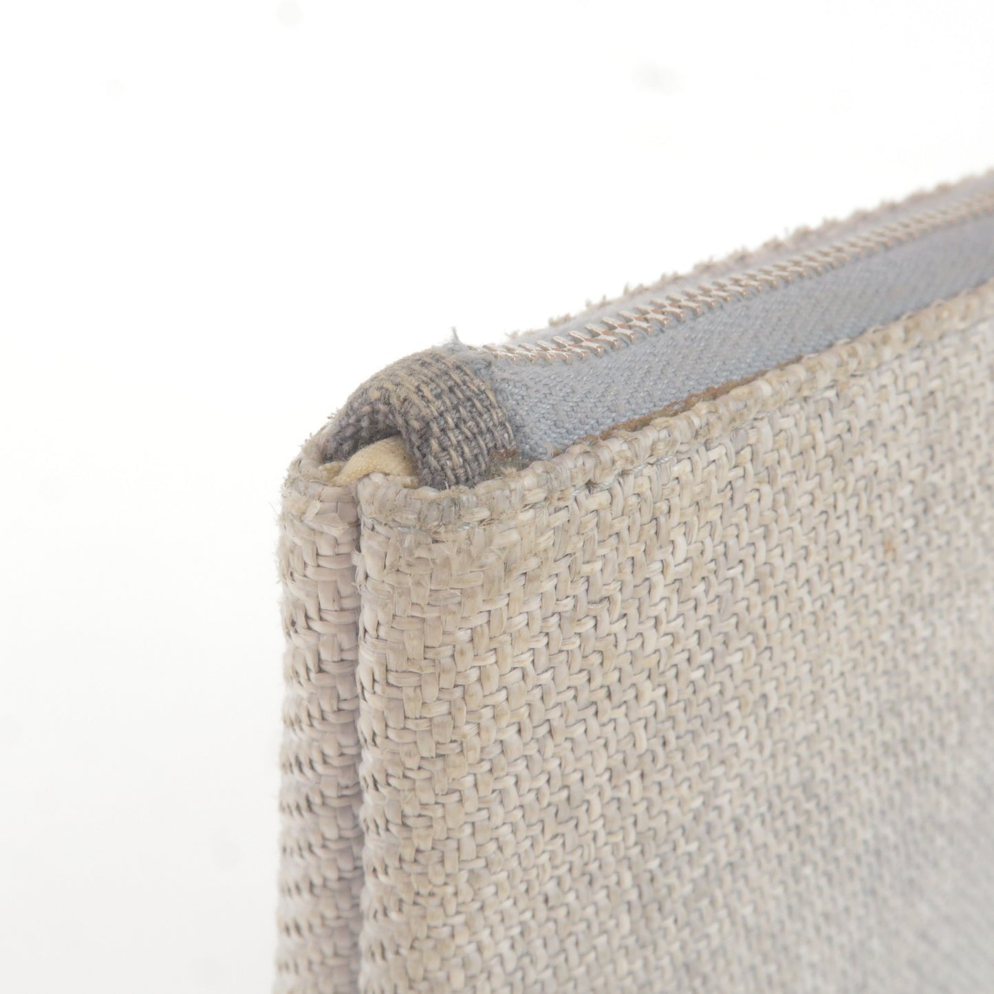 CHANEL Deauville Nylon Canvas Pouch Clutch Light Gray A80118