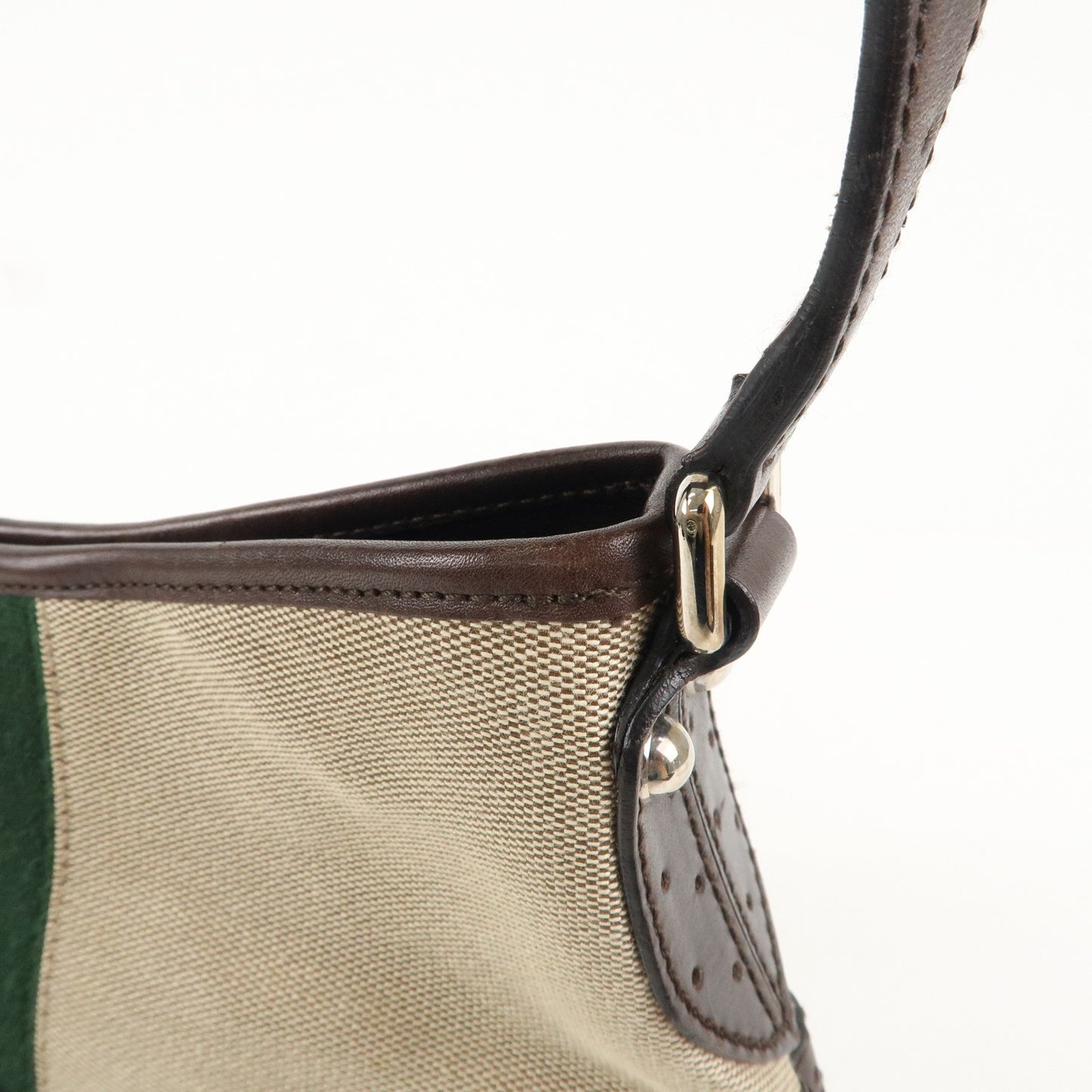 GUCCI Sherry Interlocking G Canvas Leather Bag Beige 114877