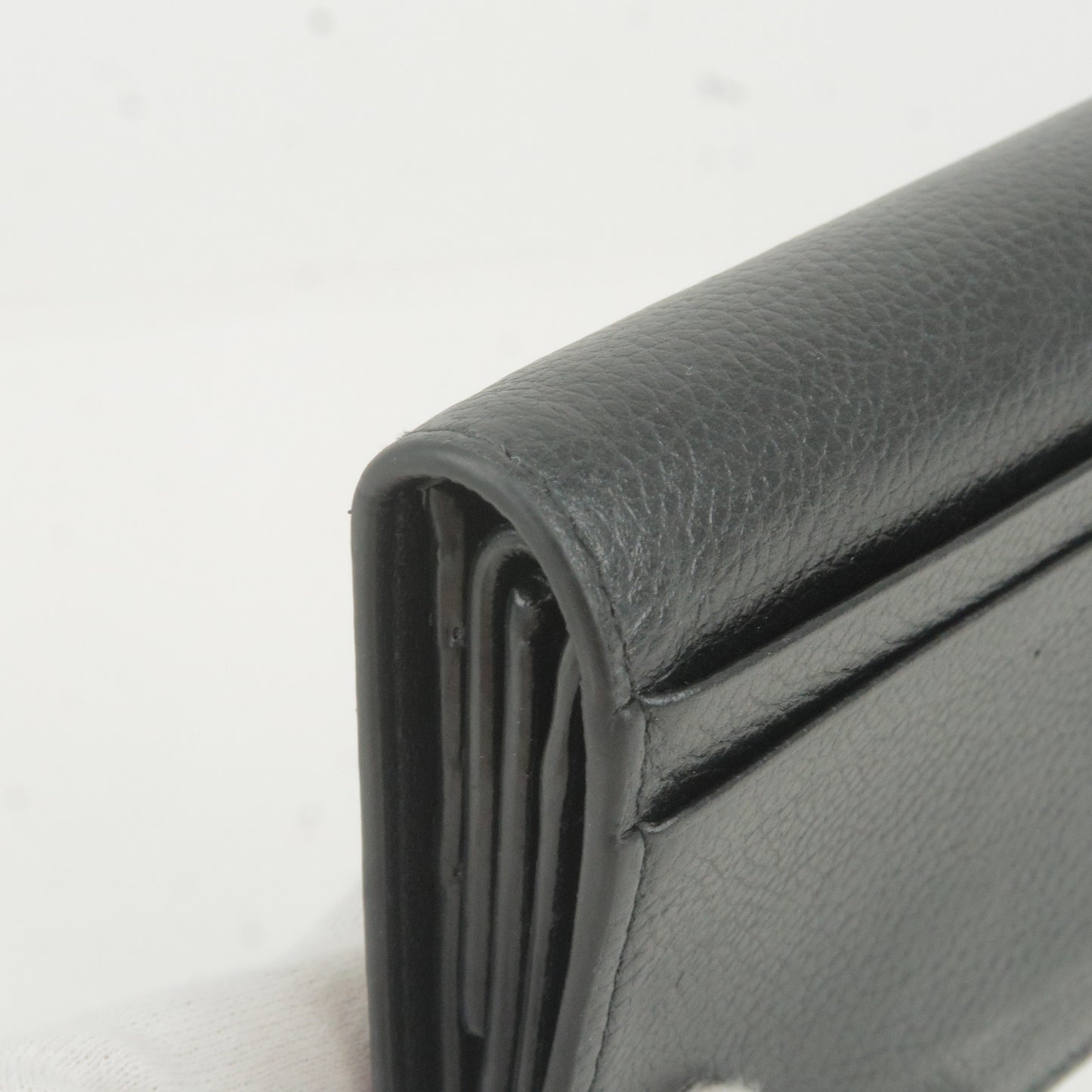 BALENCIAGA Leather Cash Bi-Fold Mini Wallet Black 594216