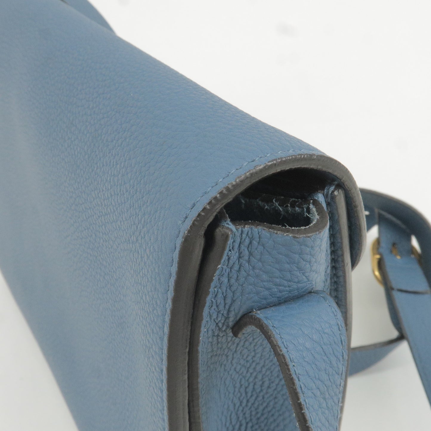 GUCCI Horsebit Leather Shoulder Bag Blue 353231