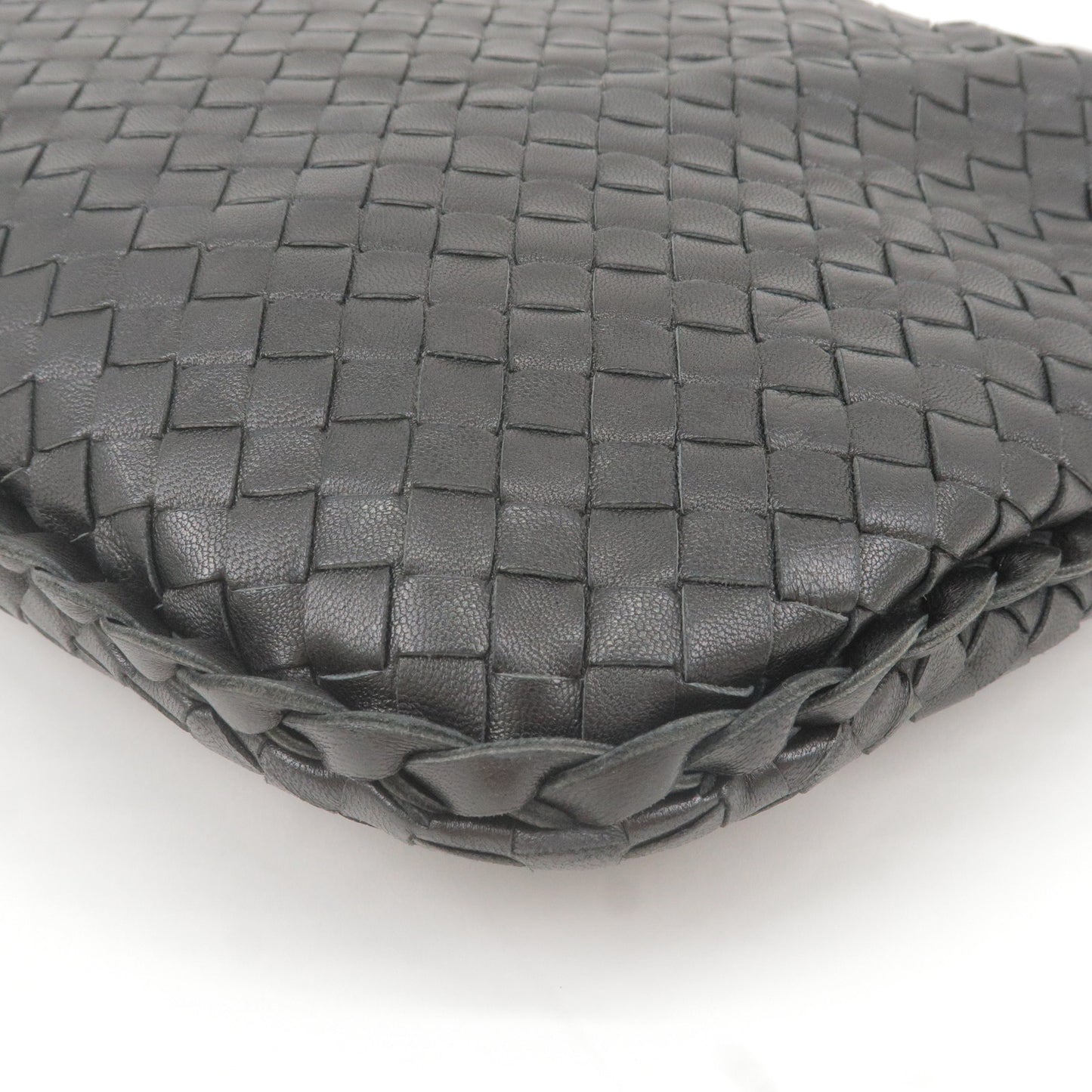 Bottega Veneta Intrecciato Hobo Leather Shoulder Bag Black 115653