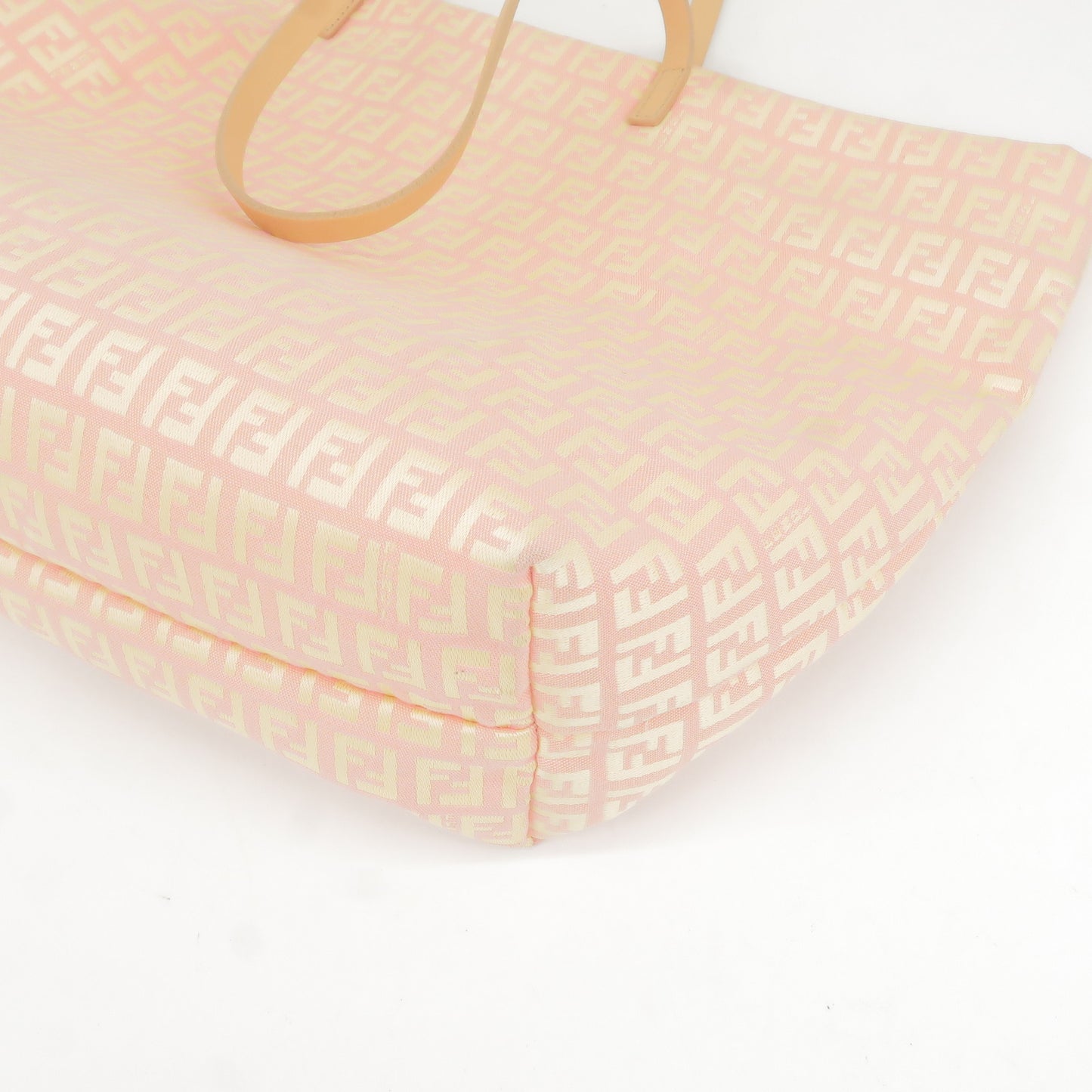 FENDI Zucchino Print Canvas Leather Tote Bag Pink 8BH025