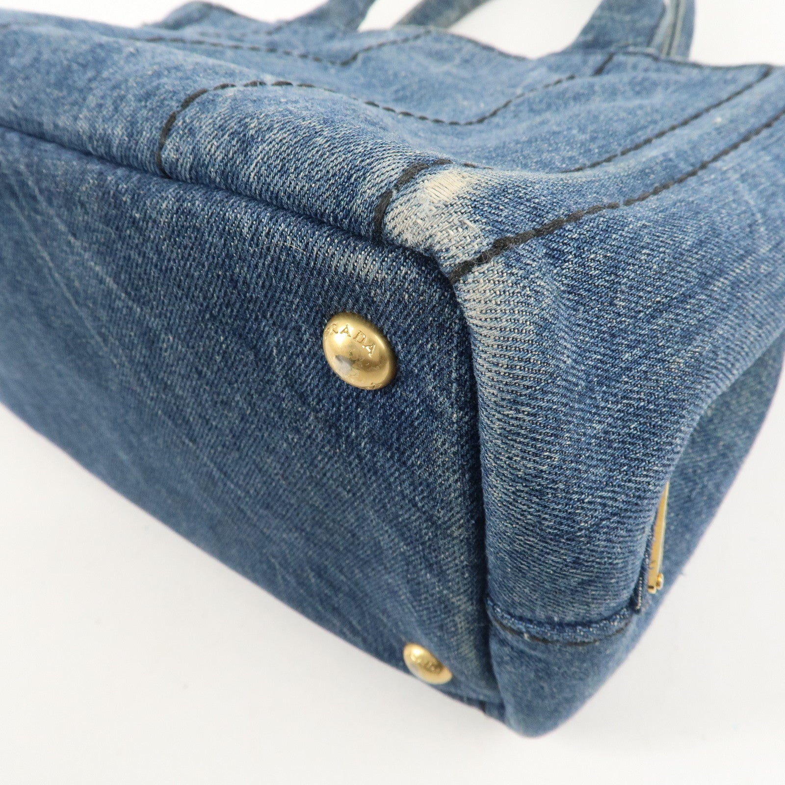 PRADA Denim Canapa Mini Canvas 2Way Bag Hand Bag Blue B2439G