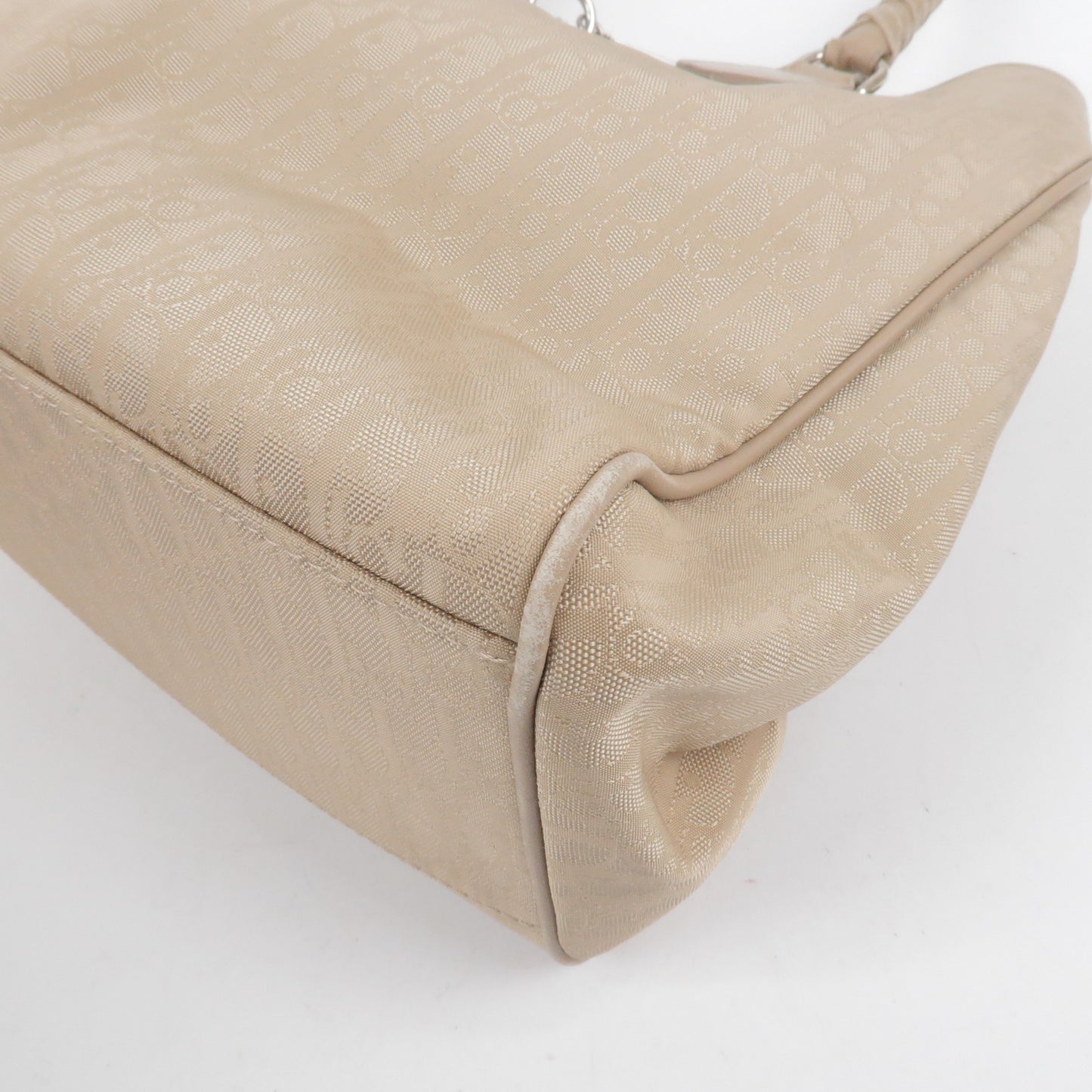 Christian Dior Nylon Canvas Leather Tote Bag Hand Bag