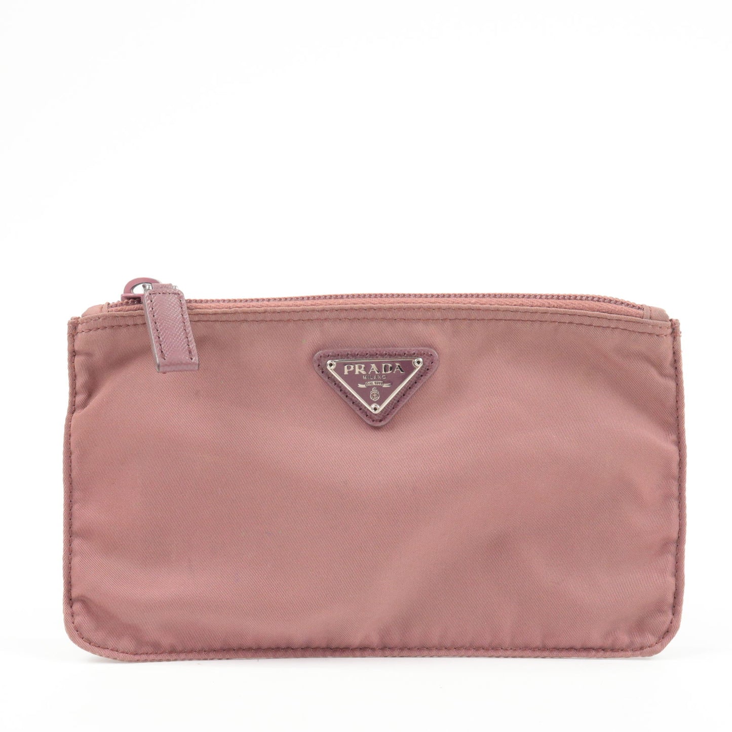 PRADA Set of 2 Logo Nylon Leather Pouch Cosmetic Pouch Pink