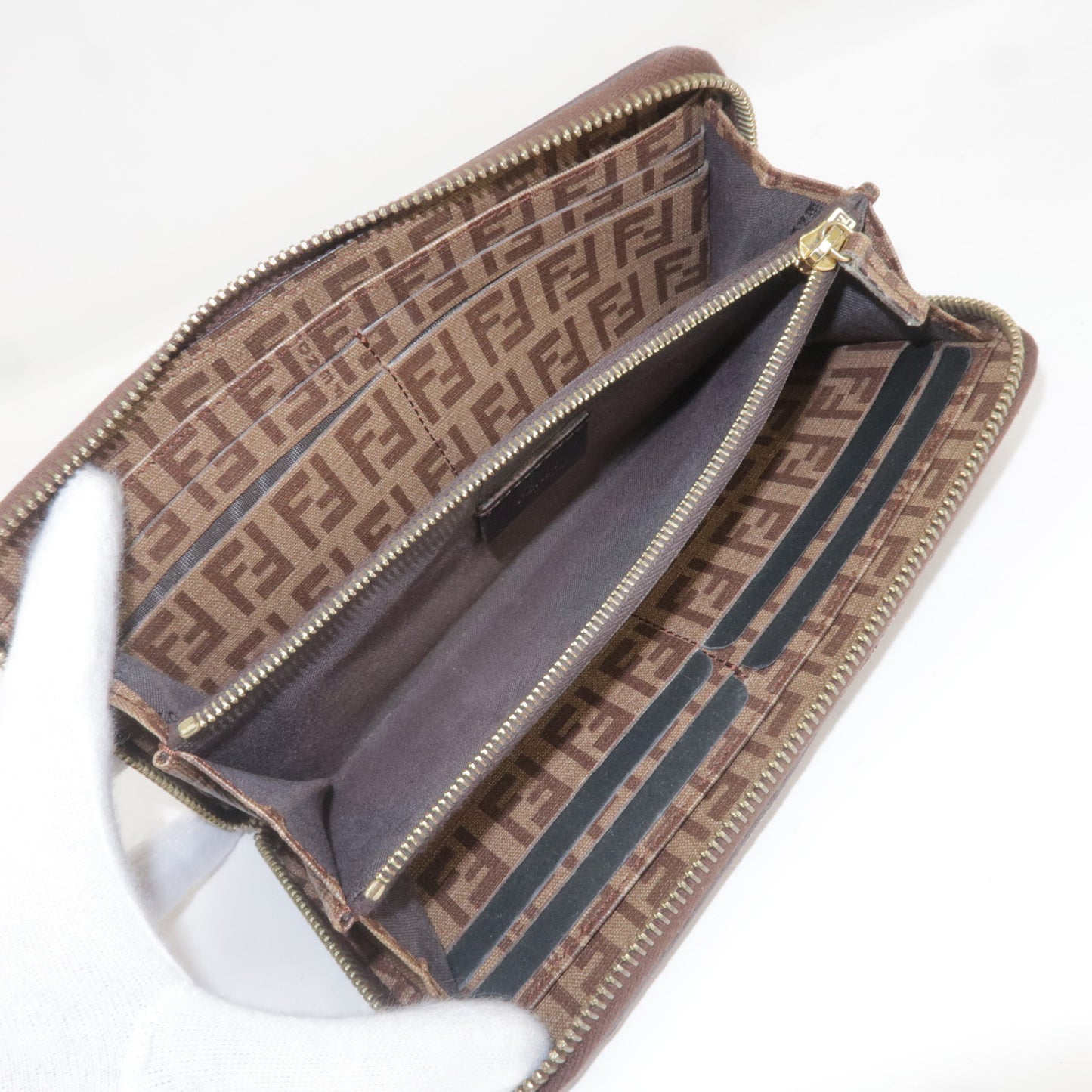 Authentic-FENDI-Zucchino-PVC-Round-Zipper-Long-Wallet-Brown-8M0024-Used-F/S  – dct-ep_vintage luxury Store